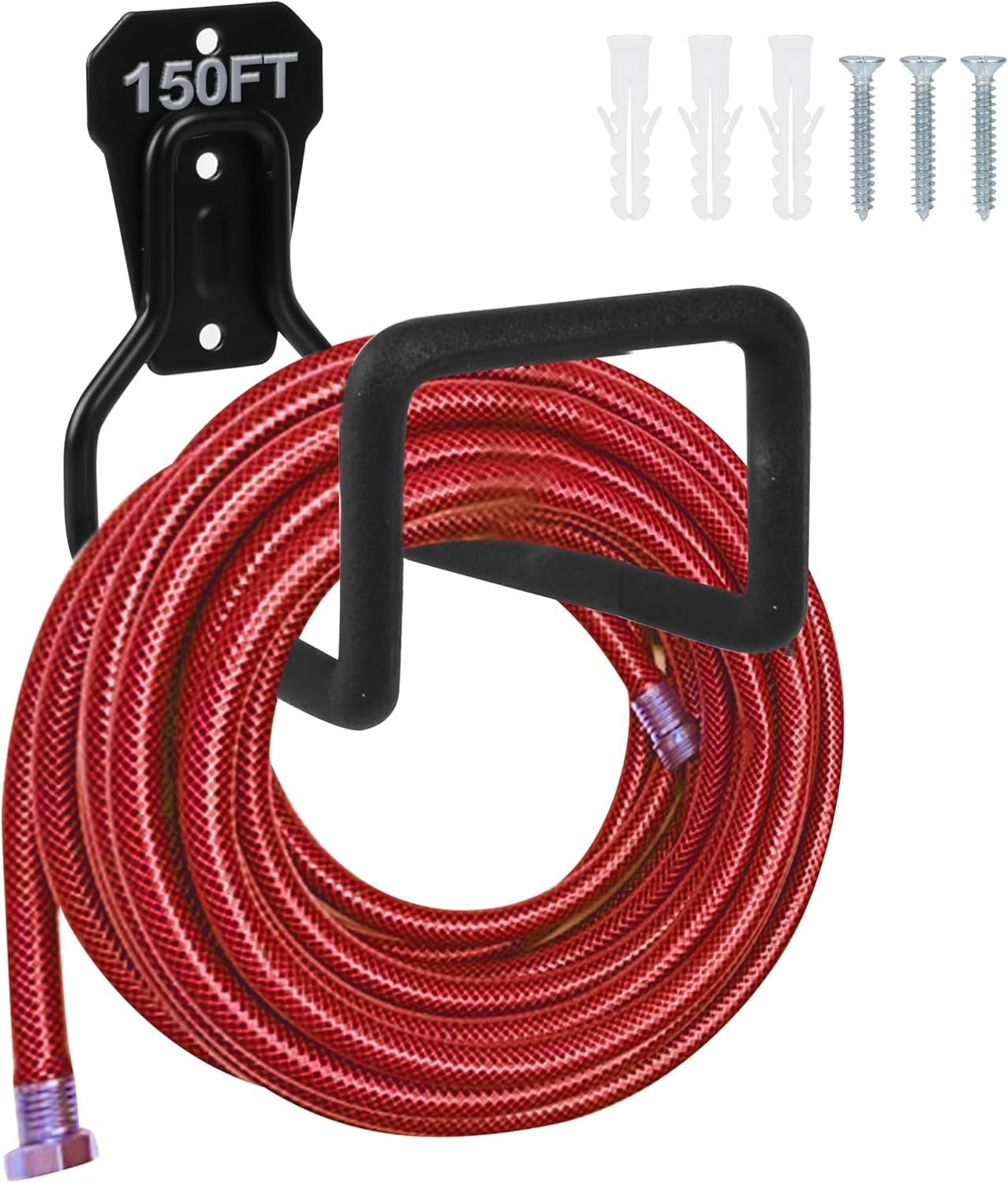 PeoMev Metal Garden Hose Holder – Heavy Duty Hose Hanger Wall Mounted Water Hose Holder for Outside Yard, Sturdy Hose Reel Hose Hooks for Water Hose, Extension Cords