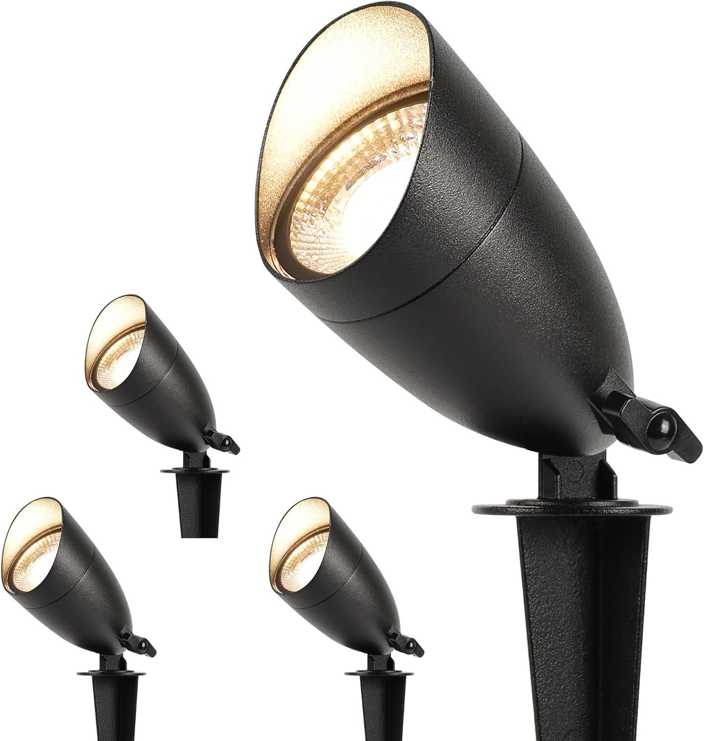 LUTEC 12V Low Voltage Landscape Lighting, Die-cast Aluminum Spot Lights with Connectors, IP65 Waterproof Outdoor Landscape Spotlights, 5W 550LM Warm White 3000K for Tree Garden Yard Pathway, 4 Pack
