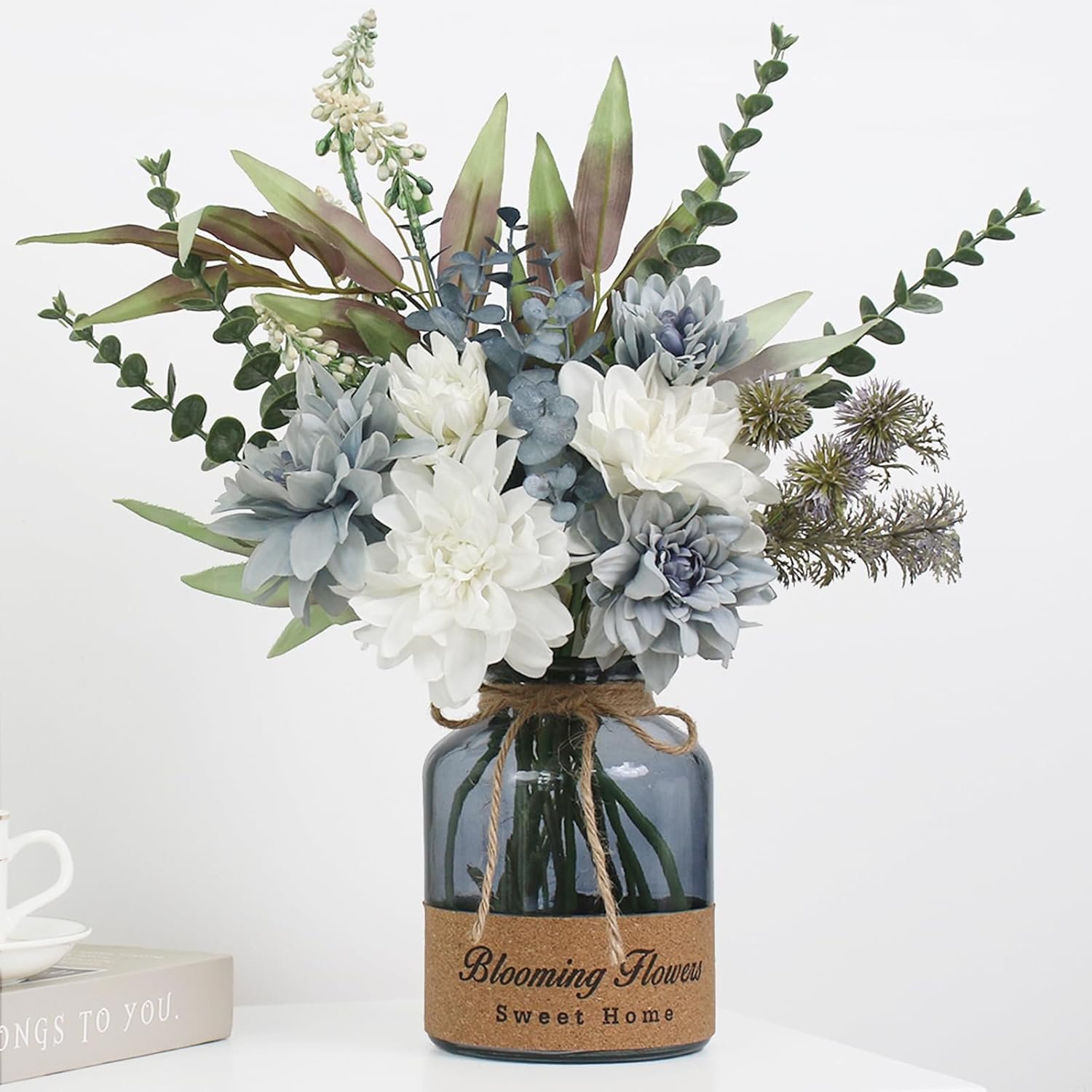 Leftover Faux Flowers in Vase,Artificial Flowers in Vase,Table Centerpieces for Dining Room,Flower Centerpieces for Tables,Fake Flowers in Vase,Kitchen Table Decor,Coffee Table Decor…