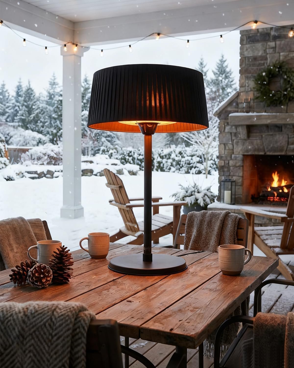 Electric Outdoor Patio Heater, 1500W Tabletop Infrared Heater for Indoor & Outdoor, IP55 Waterproof, Fast Heating, Tip-Over Protection, Perfect for Garden, Balcony, Garage, Porch (black, tabletop)