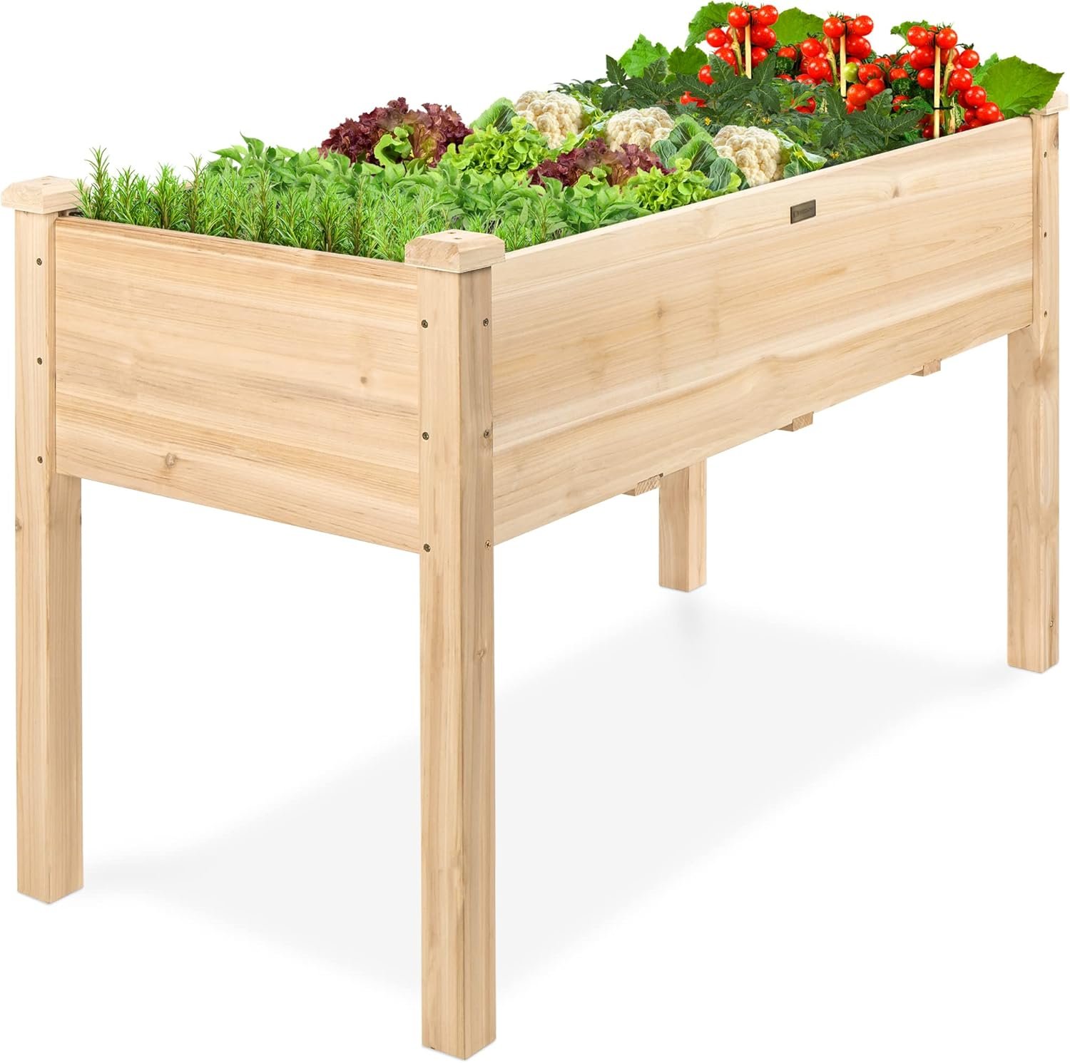 Best Choice Products 48 x 24 x 30 Inches Raised Garden Bed, Elevated Wood Planter Box Stand for Backyard, Patio, Balcony with Bed Liner, 200 Pound Capacity – Natural