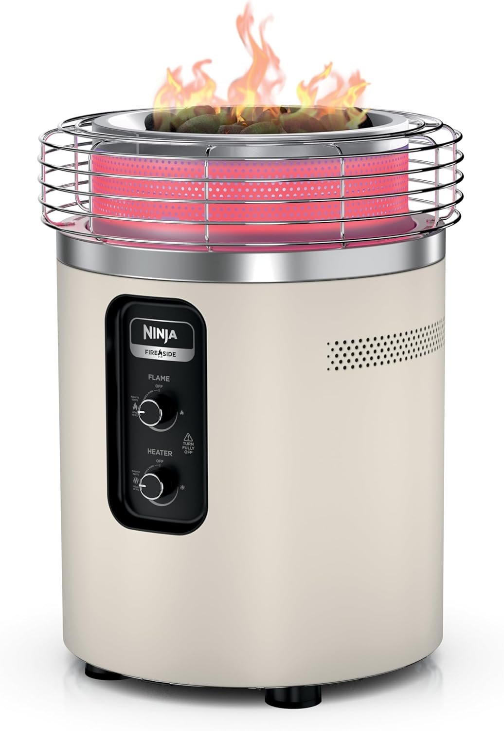 Ninja Fireside360™ Outdoor Heater & Fire Pit | 3 Modes: Flame, Heat, Flame & Heat | Portable for Patio, Deck, Camping, Beach | Easy Control Smokeless Flames | Push to Start Ignition | Stone | OF101ST