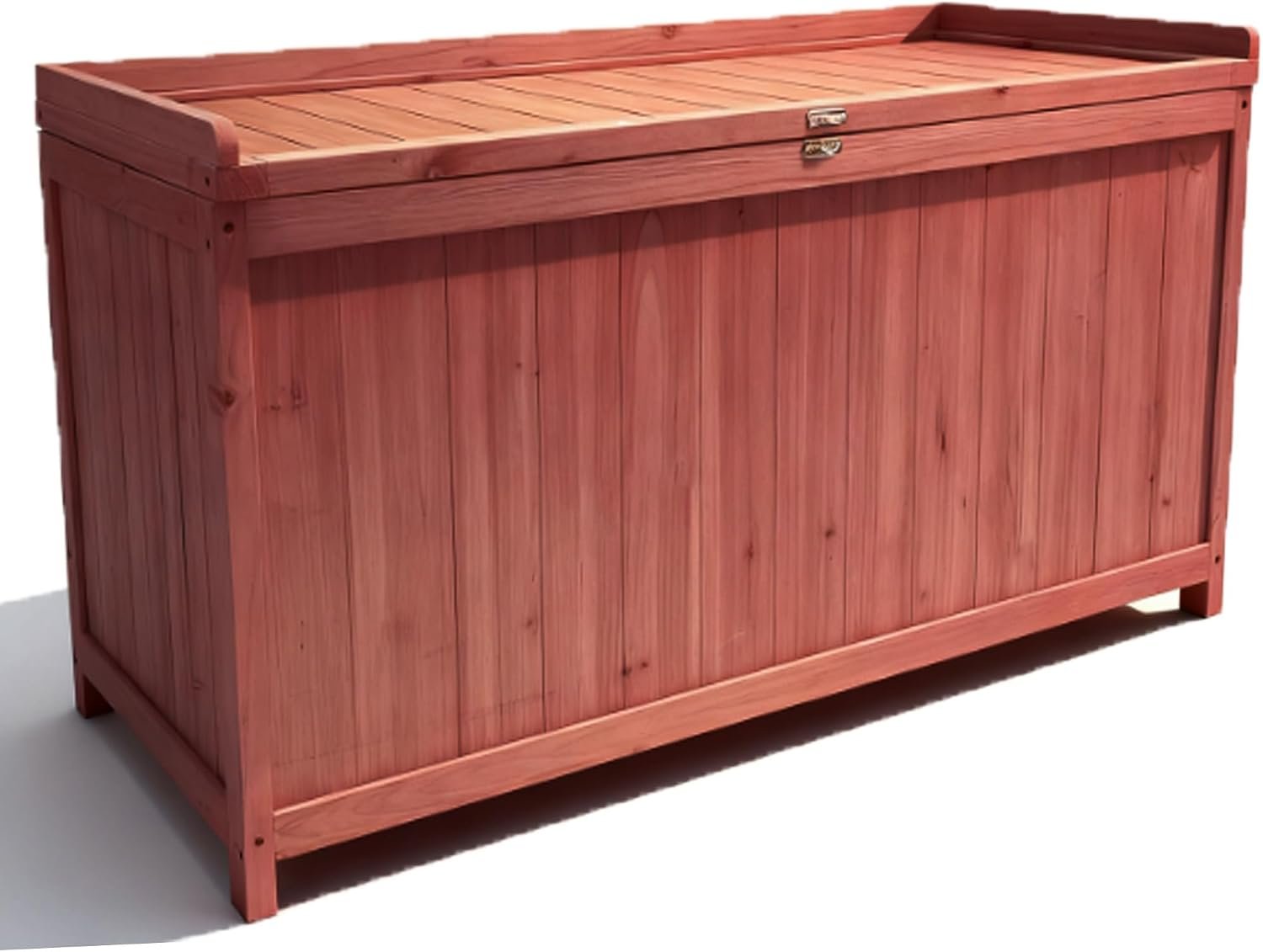 75 Gallon Wood Deck Box,Outdoor Storage Bench Container for Patio Furniture Cushions, Pillows, Garden Tools,Pool Accessories (Wood)