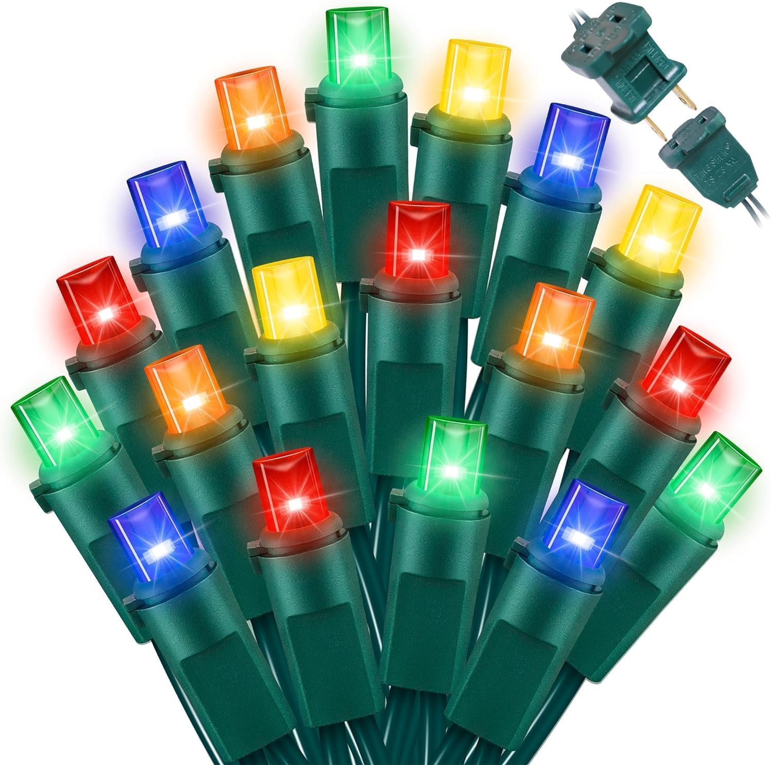 LAMPHOME Multi-Colored Christmas Mini String Lights, 60 LED Waterproof Fairy Tree Lights Plug in, Connectable Christmas Decorations for Indoor Outdoor Easter Patio Holiday Theme Party Yard House