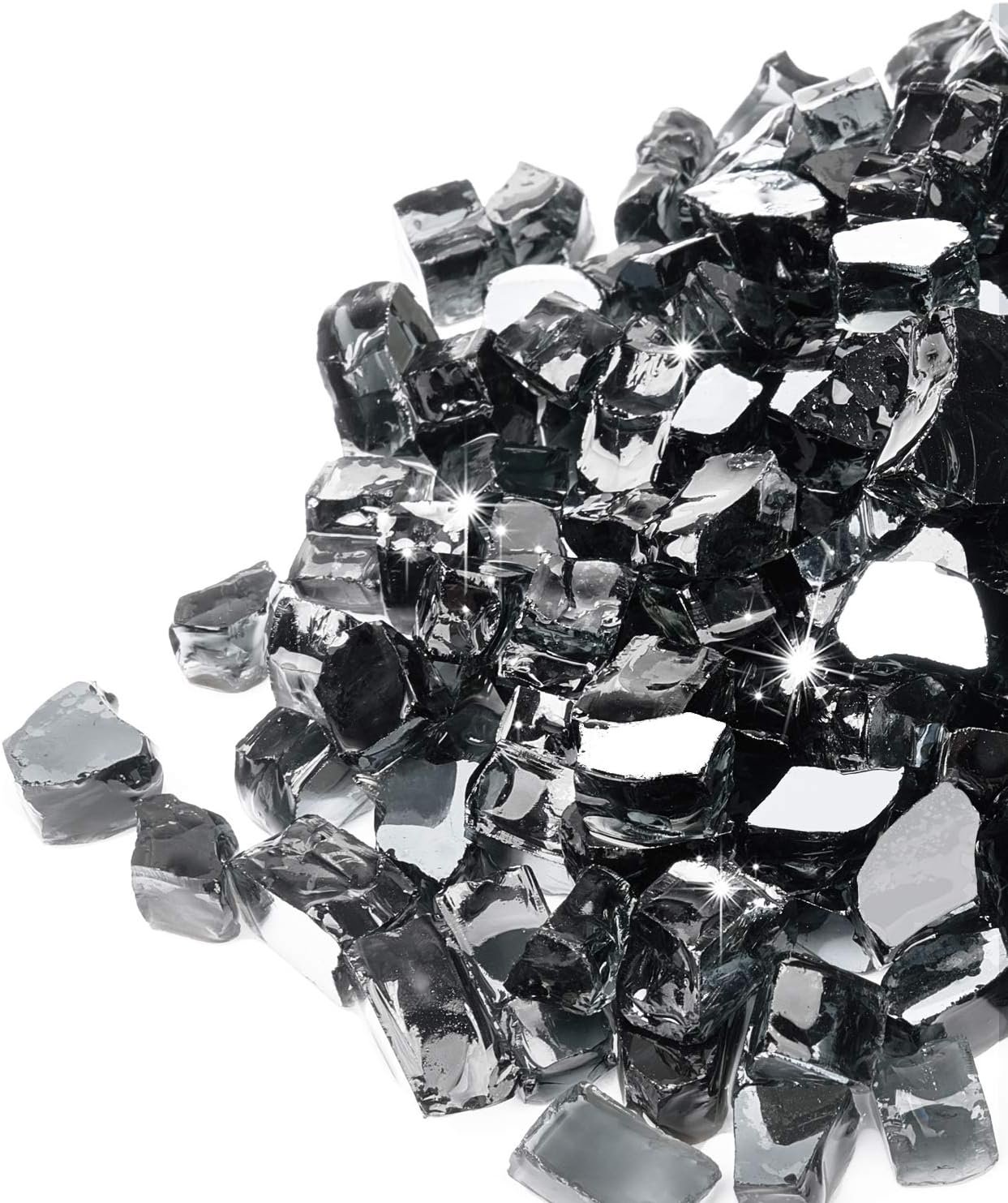 GASPRO 20 lbs Black Fire Glass for Fire Pit, 1/2-Inch Reflective Glass Rocks for Propane or Gas Fireplace, Add Ambience to Gatherings and Parties for Outdoors and Indoors