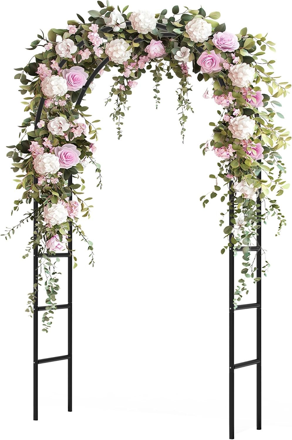 Garden Arch Trellis for Climbing Plants Outdoor – Height: 94.5″, Length: 55″, Sturdy Metal Garden Arbor with Rust-Proof Coating, Garden Arch for Wedding Decorations and Balloon Arch Stand