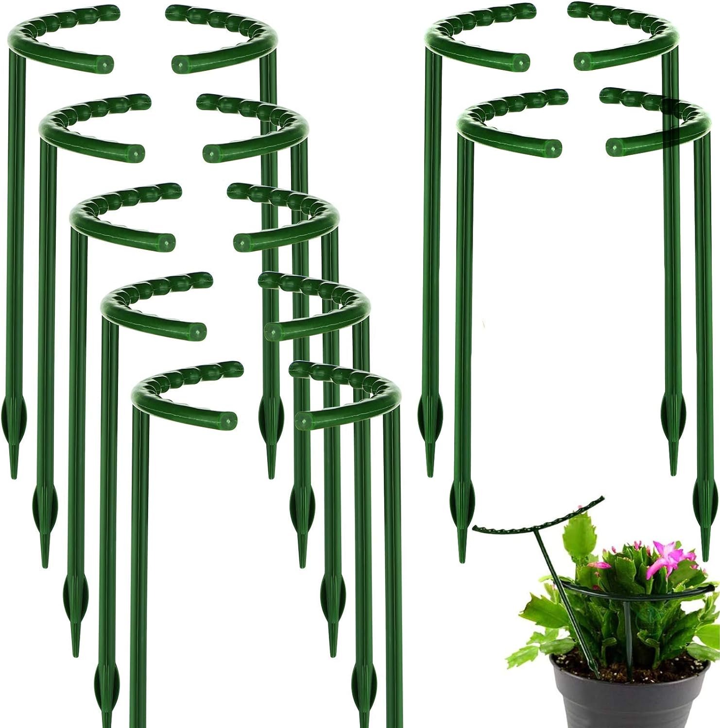 14Pcs Plant Support Stake Half Round Plant Support Ring Garden Flower Support for Tomato, Hydrangea, Indoor Plants, 6.3″ Wide X 10.3″ High
