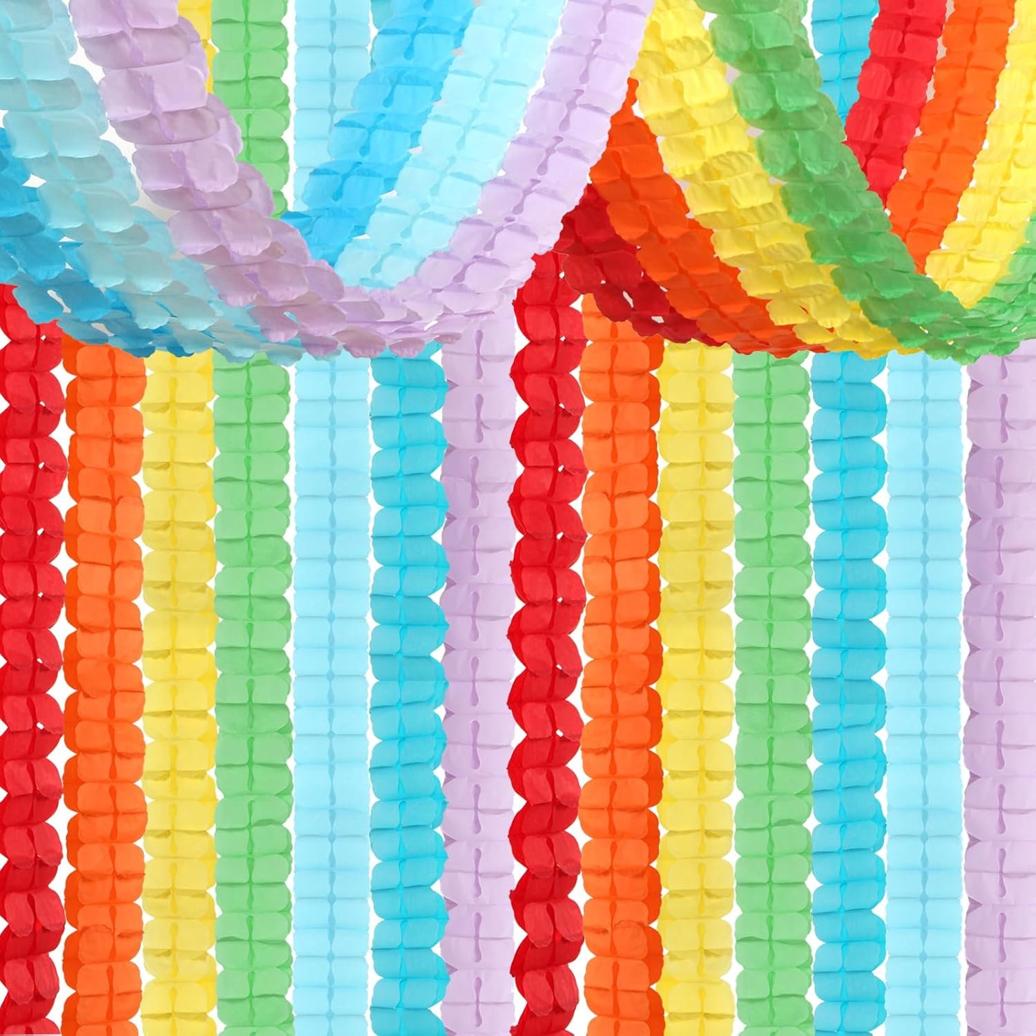 Rainbow Red-Orange Green-Blue Purple Streamers Garland – 12pcs Colorful Theme Party-Decorations,4-Leaf Clover Paper Streamer Banner,Boy Girl Kids Birthday Supplies,Baby Shower Wedding Decor Ouruola