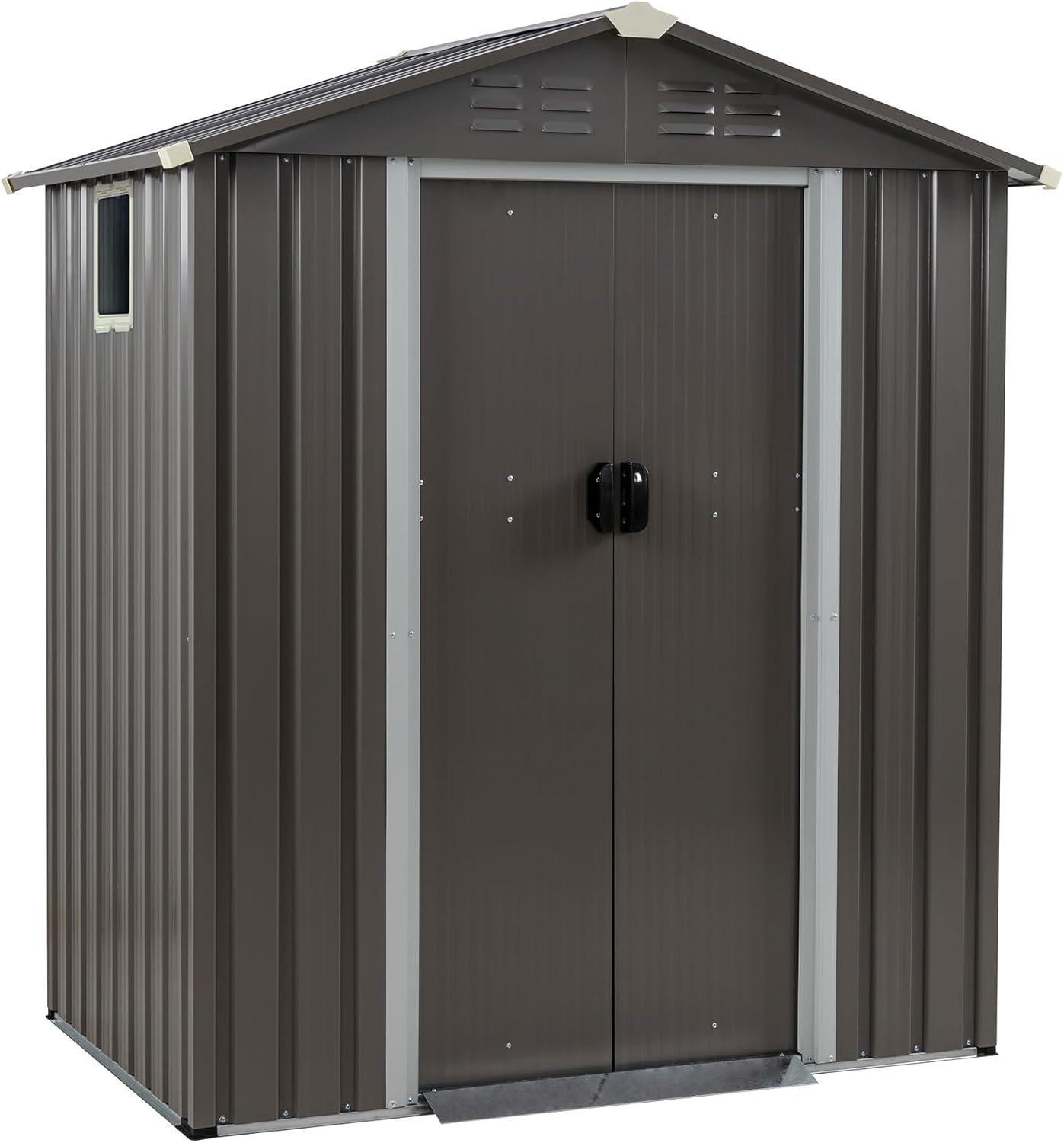 JY QAQA 5×3 FT Metal Outdoor Garden Storage Shed,Waterproof Metal Garden Sheds with Window and Lockable Double Door,Weather Resistant Steel Tool Storage House Shed forPatio,Lawn