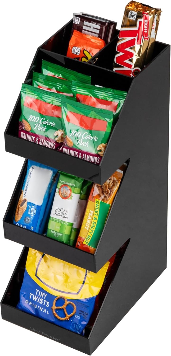 Mind Reader Coffee Tea Utensil and Condiment Station, Countertop Organizer, Coffee Bar, Kitchen, 6″L x 9″W x 16″H, Black | Countertop Organizer, Coffee Bar, Kitchen