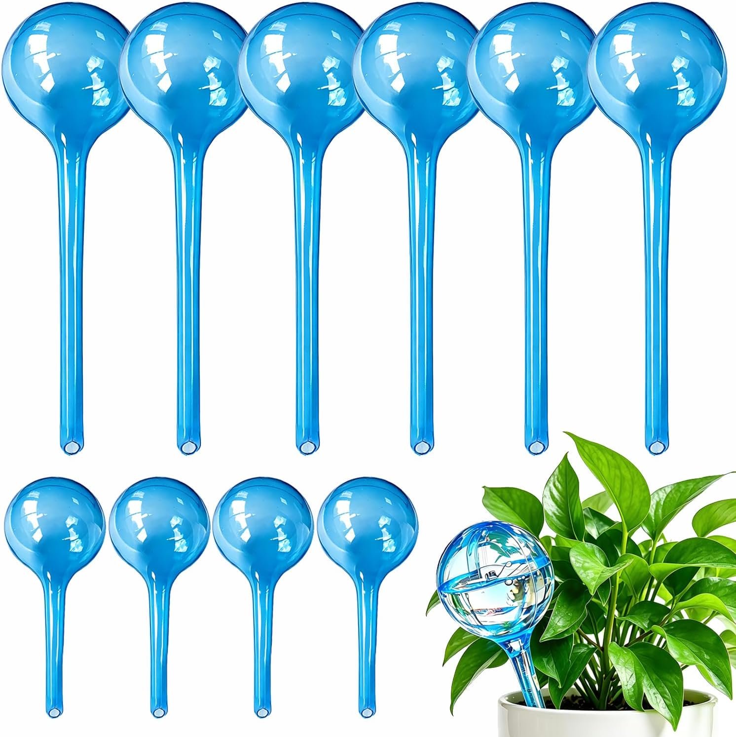 MOONSOUND Self Watering Globes for Plants – 10pcs Automatic Watering Bulbs for Indoor & Outdoor Potted Plants, Vacation Plant Care, Water Conservation Device