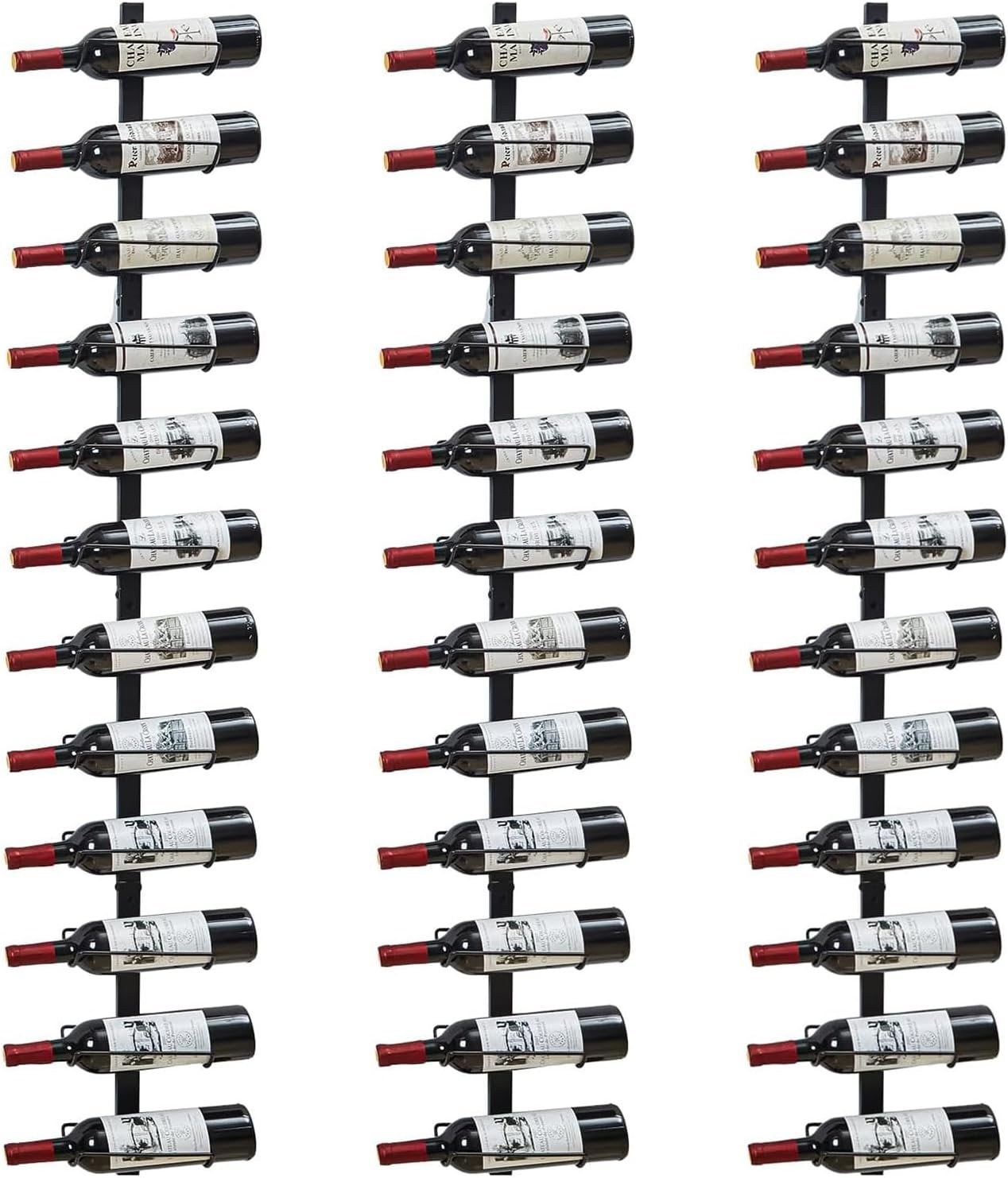 Sonyabecca 3 Pack 12 Bottle Wall Wine Rack, DIY Wine Rack Wall Mounted, Wall Mounted Wine Rack,Display Holder Used as One or Four, for Kitchen, Dining Room, Bar, Wine Cellar