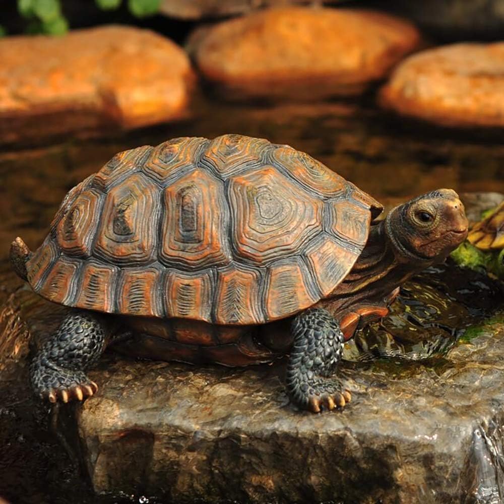 Danmu 1Pc of Polyresin Tortoise Statue 12 9/10″ x 9 2/5″ x 5 1/2″ | Lifelike,Realistic,Vivid Color,Hand-Painted,Weather-Resistant,Great Details,Garden Statues,Outdoor Statues,Yard Statues