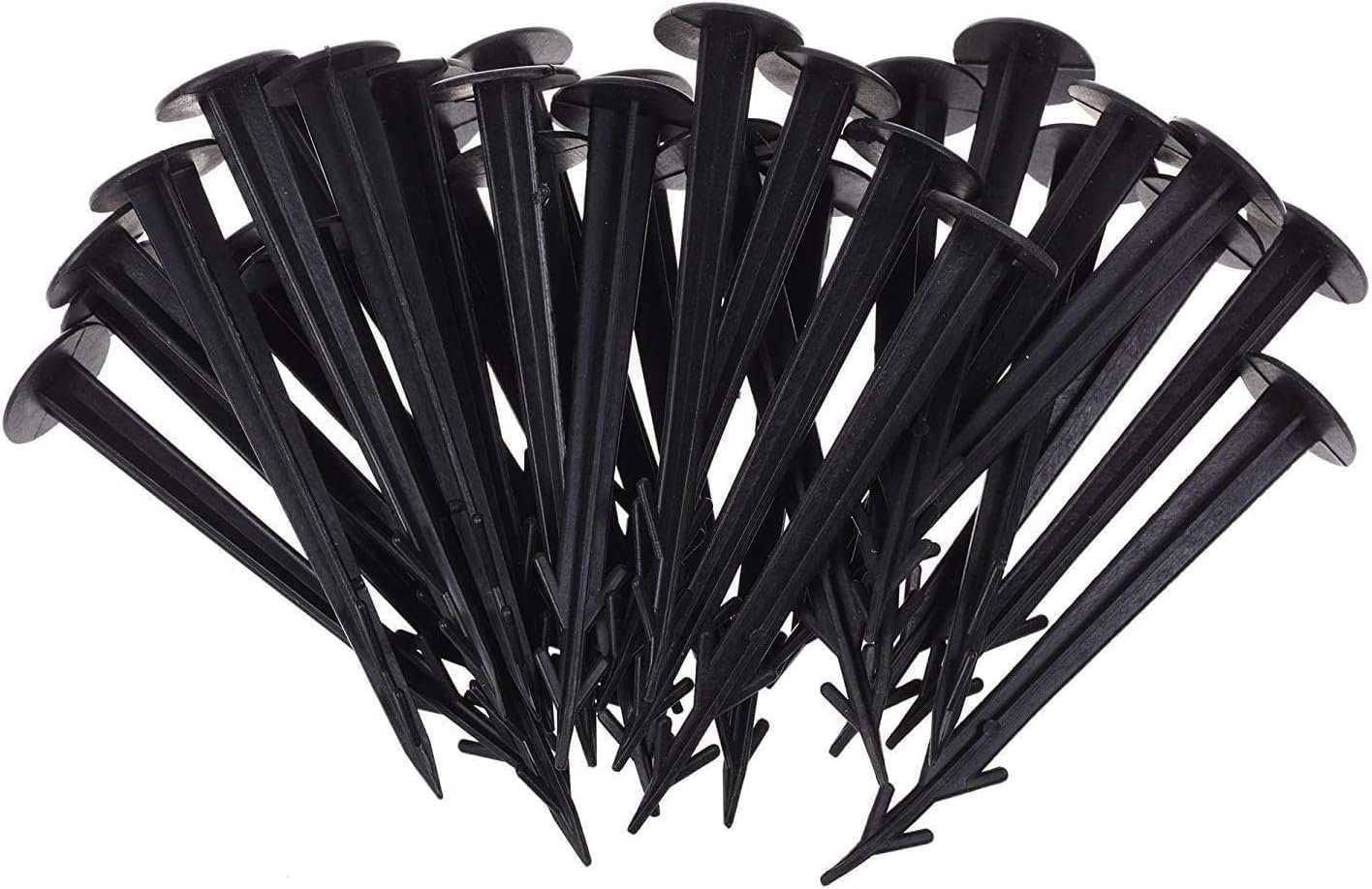 50 Pack 4.5 Inch Plastic Garden Stakes, Heavy Duty Landscape Anchoring Spikes for Weed Fabric, Tarp, Tent, Edging & Ground Fixing, Black