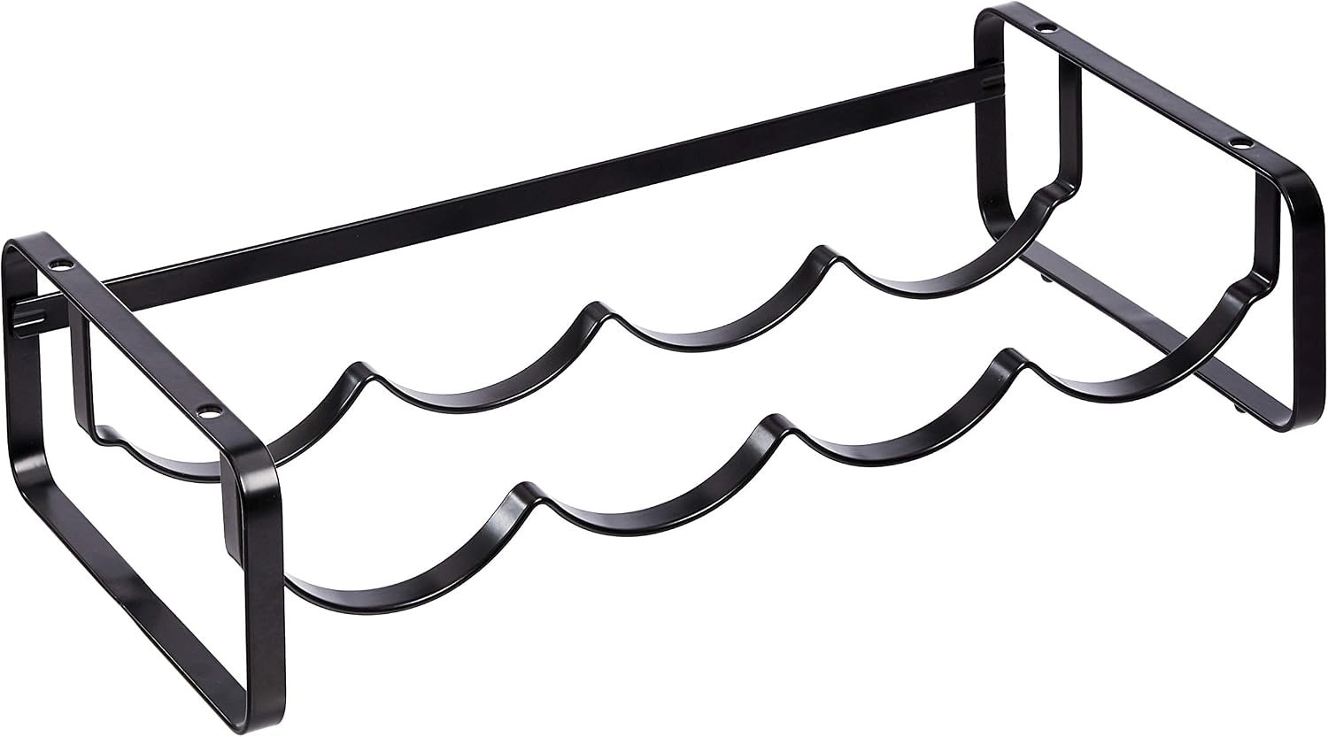 Amazon Basics Tabletop Stackable 4-Bottle Metal Wine Rack, Wine Storage, Space Saving, No Assembly Required, 3.74″D x 15.75″W x 7.87″H, Black