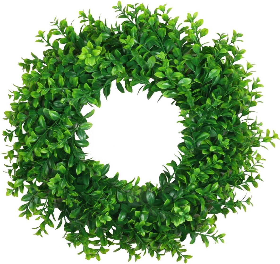 U’Artlines 17inch Front Door Wreaths Artificial Spring Summer Greenery Hanging Garland for Home Wedding Wall Window Decoration (17’inch Boxwood,1)