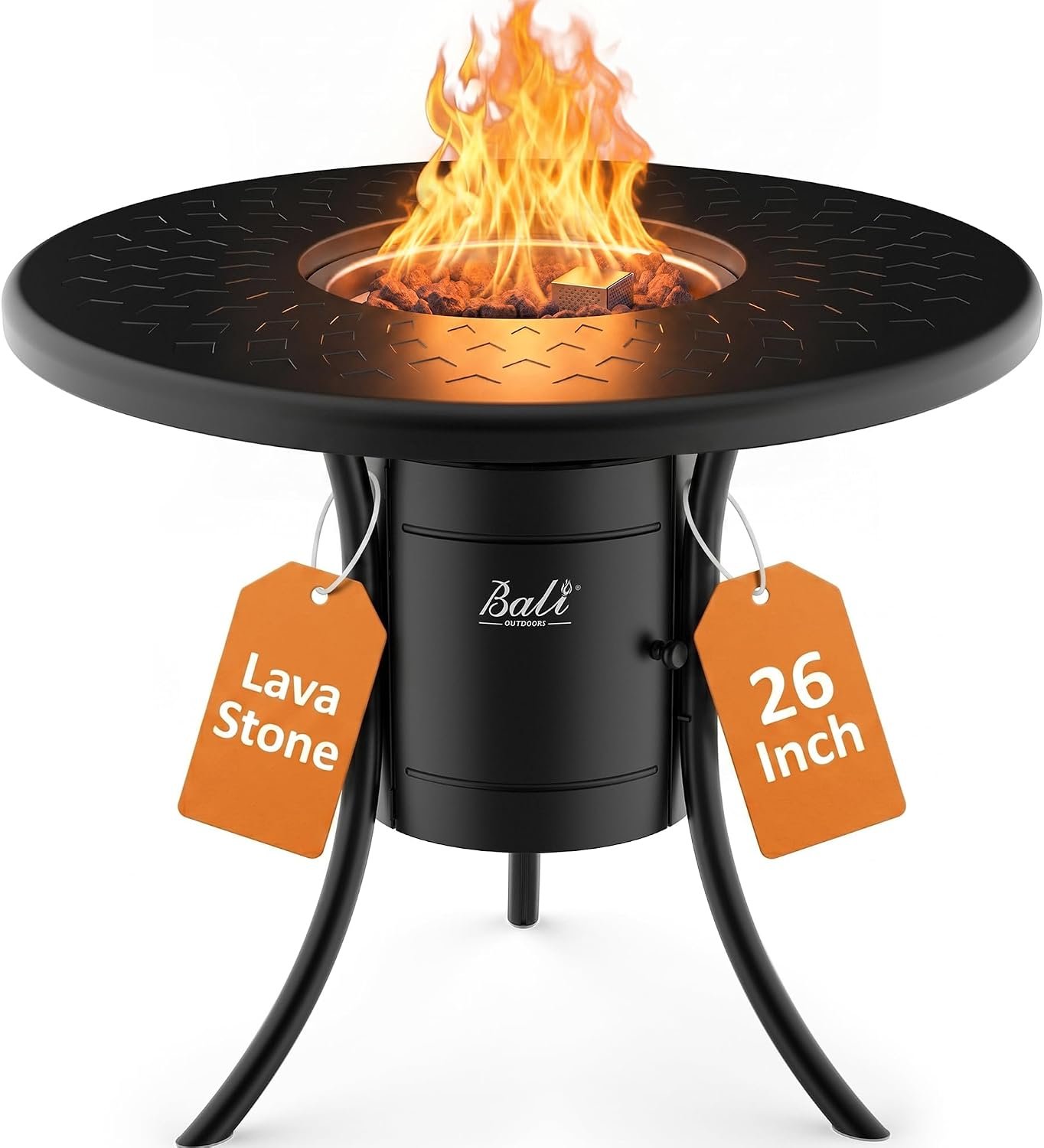 BALI OUTDOORS Dual 1-Pound Propane Fire Pit Outside, 26 inch Outdoor Fire Pit Black, Round Firepit Table for Outside Patio