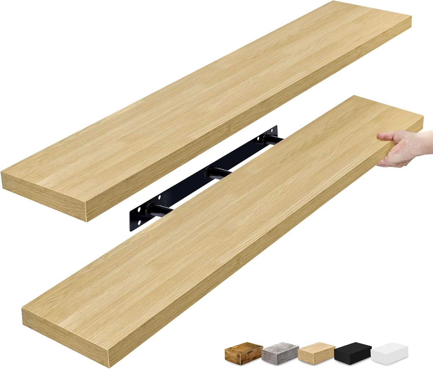 Sorbus Floating Shelves for Wall – 48 Inch Long Bathroom Shelves, Wall Decor for Bedroom, Kitchen, Living Room & Book Storage – Mounted Floating Shelf with Invisible Brackets (Maple Wood, 2 Pack)