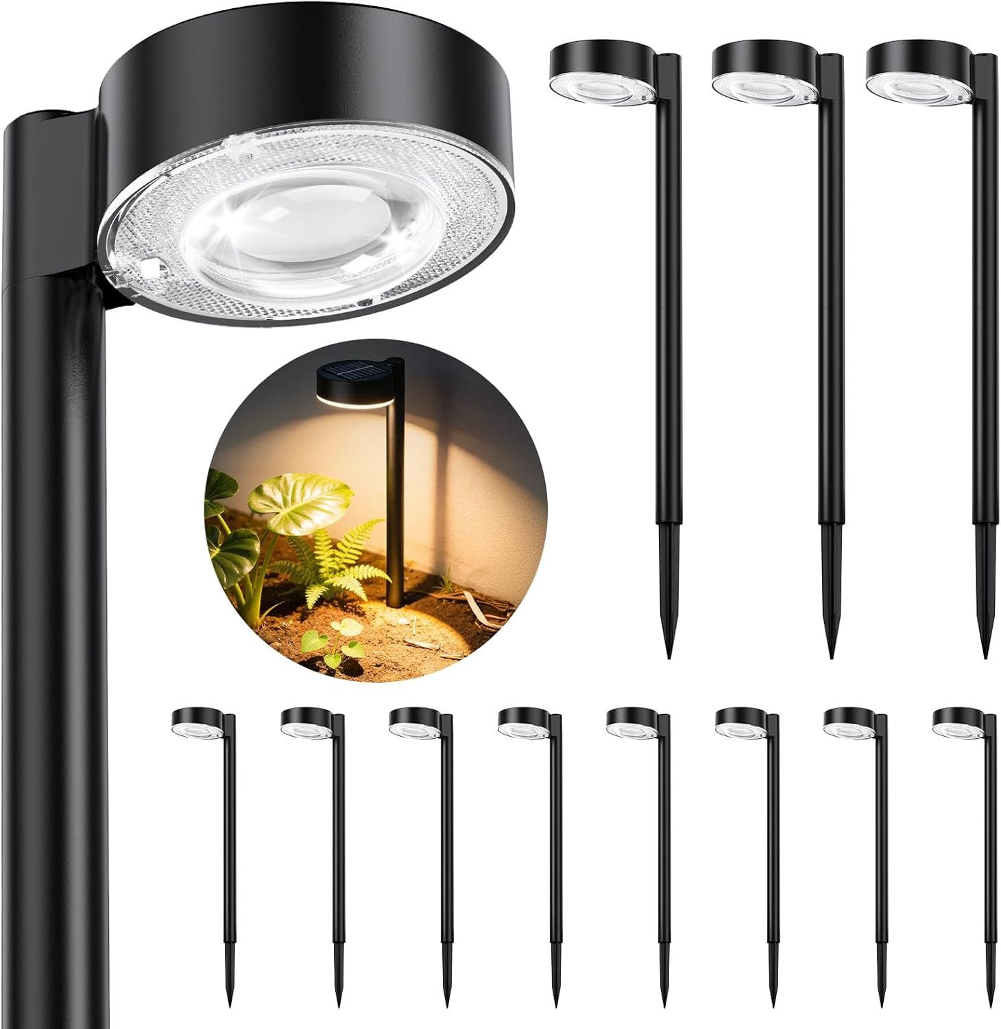 ELECLINK 12 Pack Solar Pathway Lights Outdoor, Solar Powered Landscape Path Light with Larger LED Lens, Brighter Up to 12 Hrs Waterproof Outdoor Solar Light for Yard Garden Walkway Driveway Sidewalk