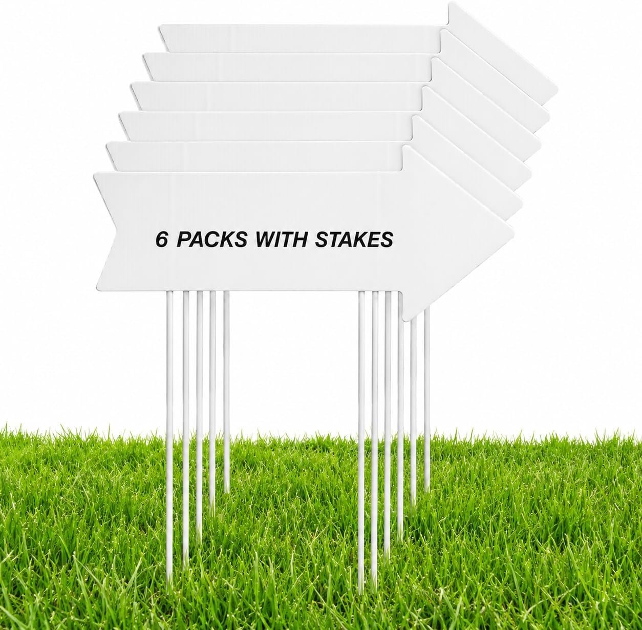 RAINFLOW 6 Packs Arrow Yard Signs with Stakes – Blank Double-Sided Yard Signs for Outdoor Use, Corrugated Plastic Directional Signs for Wedding, Yard Sale, Birthday, Garage Sale