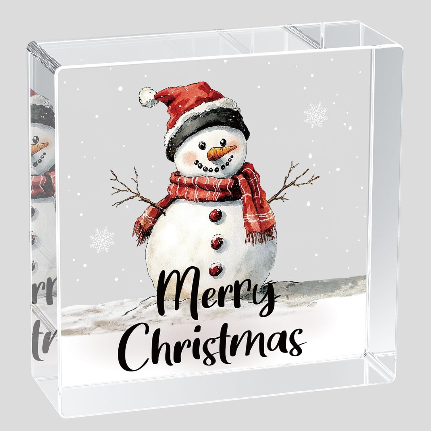 Christmas Decorations Indoor Christmas Decor Winter Home Room Table Snowman Office Bathroom Acrylic Sign Rustic Shelf Desk Decor Season Sign House Warming Gifts 4.5 x 4.5 Inch