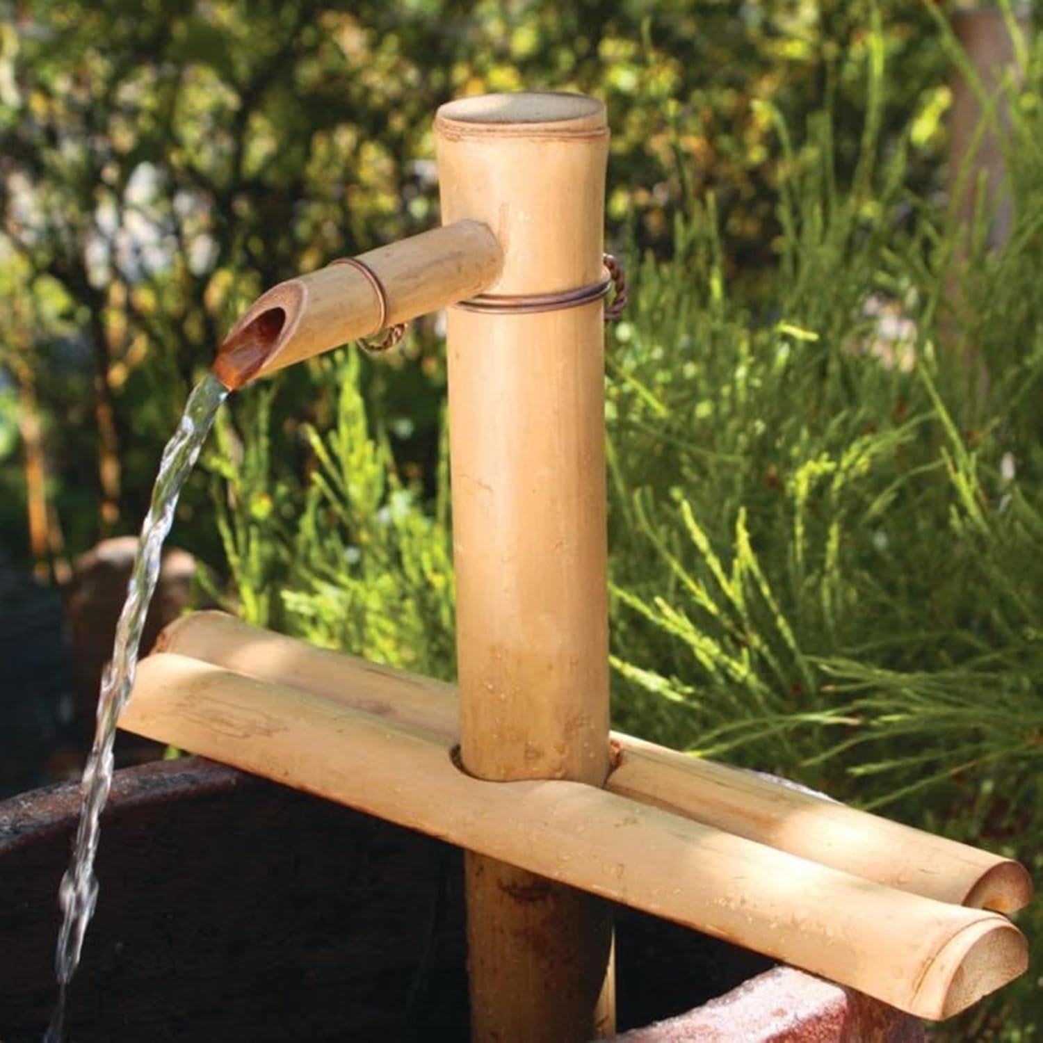 Bamboo Accents 12″ Adjustable Bamboo Fountain Kit with Pump – Classic Zen Water Feature for Bowls, Basins, Water Gardens & Patio Decor, Indoor/Outdoor (Container Not Included)