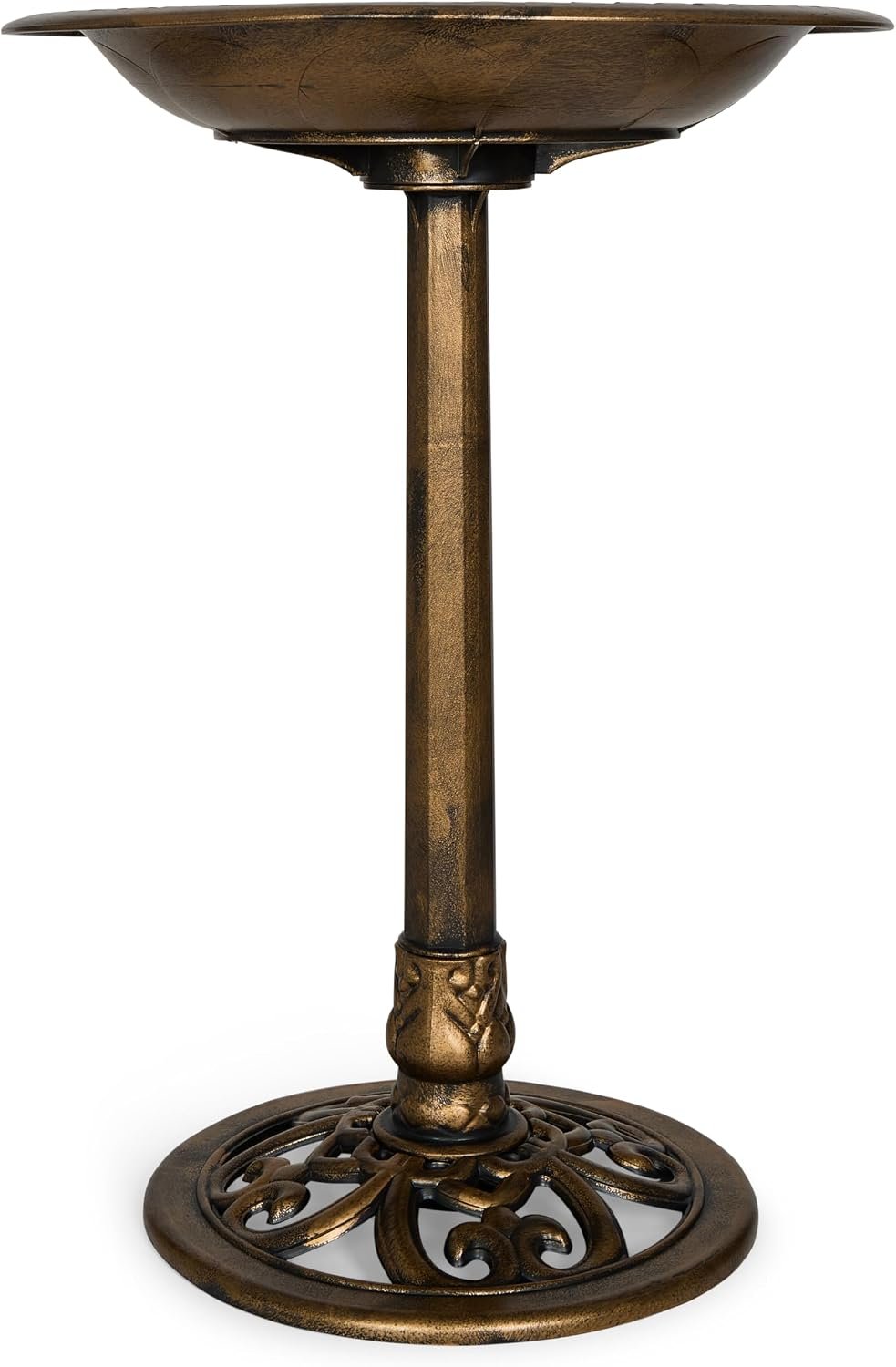 Backyard Expressions Outdoor Garden Bird Bath – Bronze – Weather Resistant Resin with Ground Stakes – 27 Inch