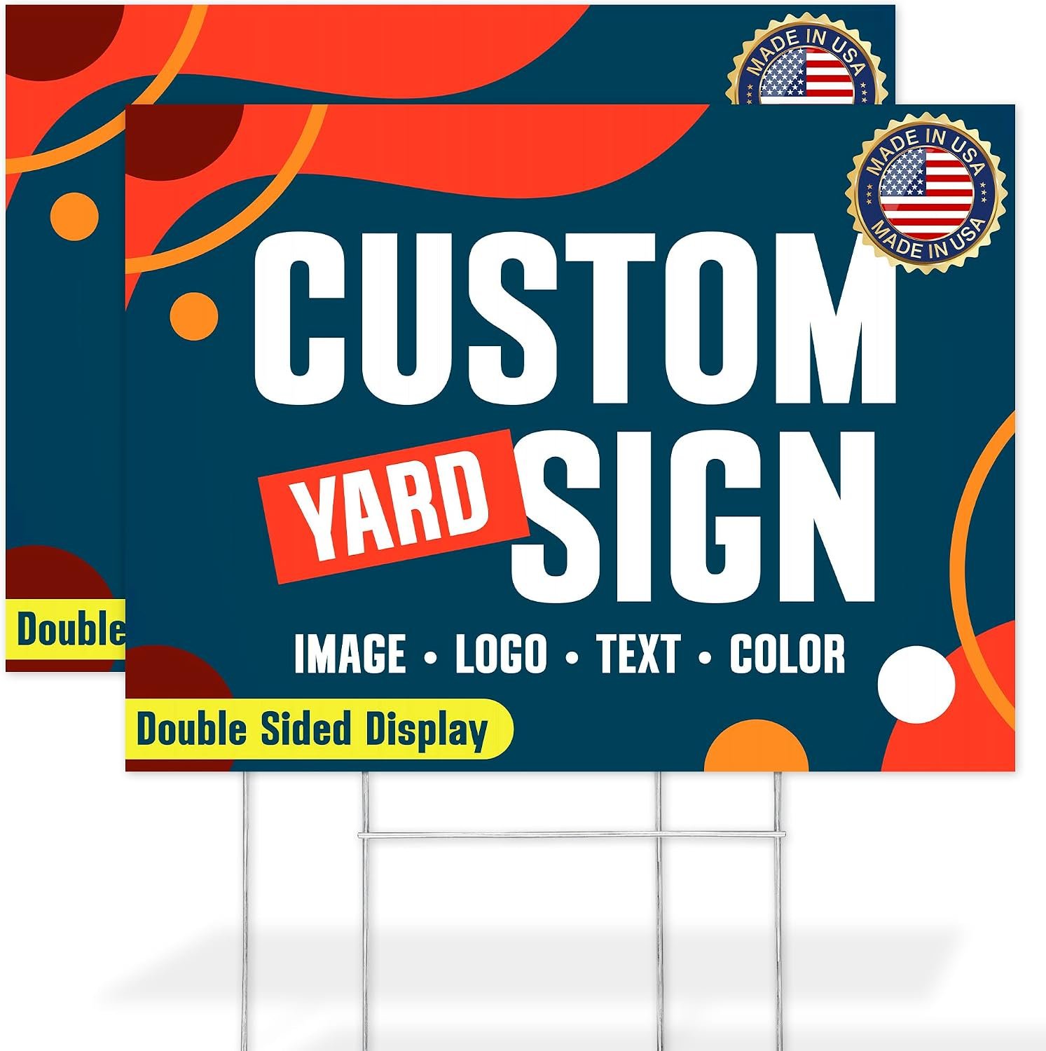 Custom Yard Sign, Double Sided Lawn Sign – 2 Pack,18×24 Inches, Personalize with Text and Logo For Business, Yard or Garage Sale, Home or Office, Outdoor, Corrugated Plastic with Metal H Stake, Made in USA by My Sign Center