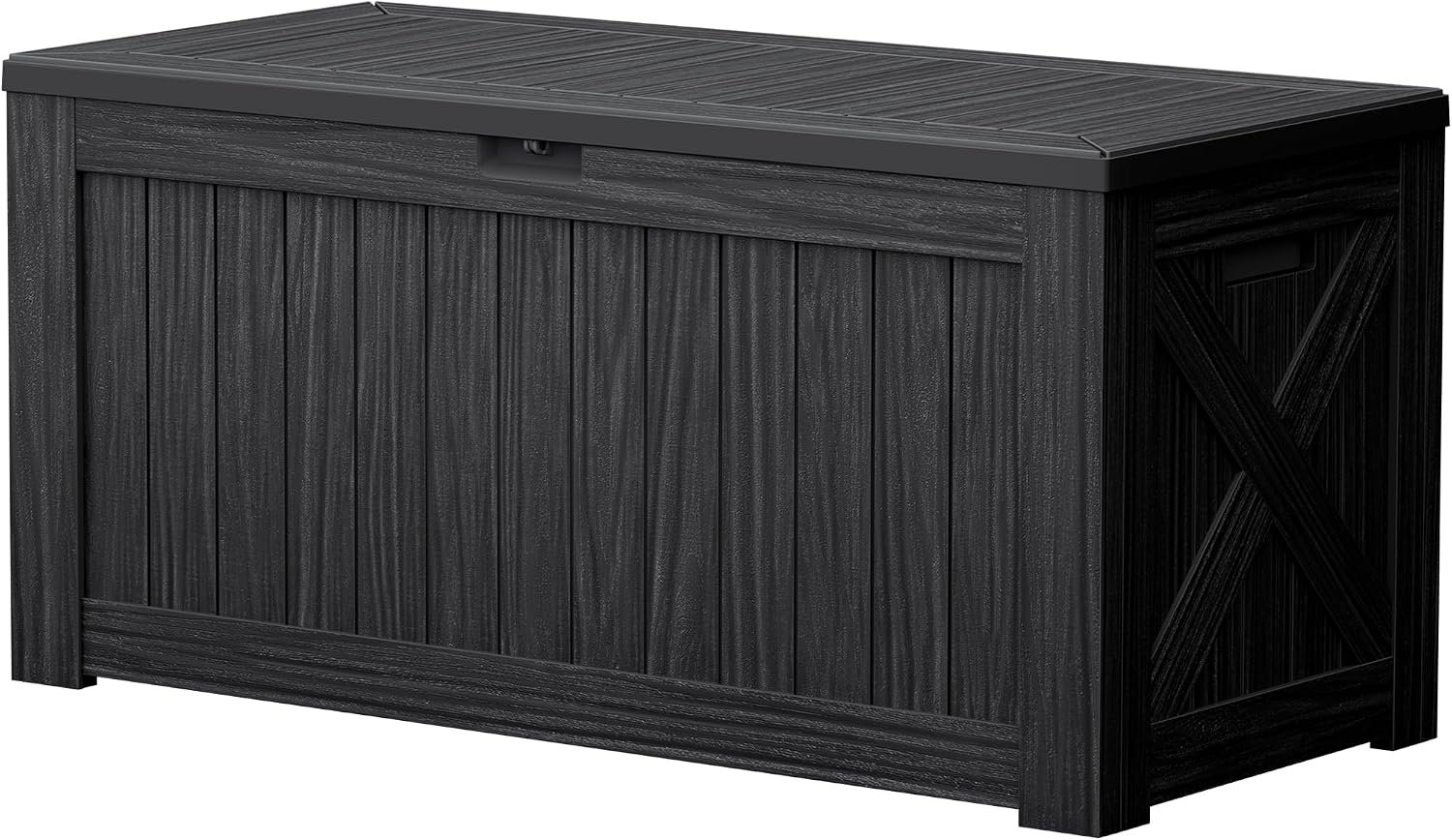 Devoko 120 Gallon Deck Box Resin Outdoor Storage Box Waterproof for Patio, Large Outdoor Storage Bench Lockable for Outside (Black)