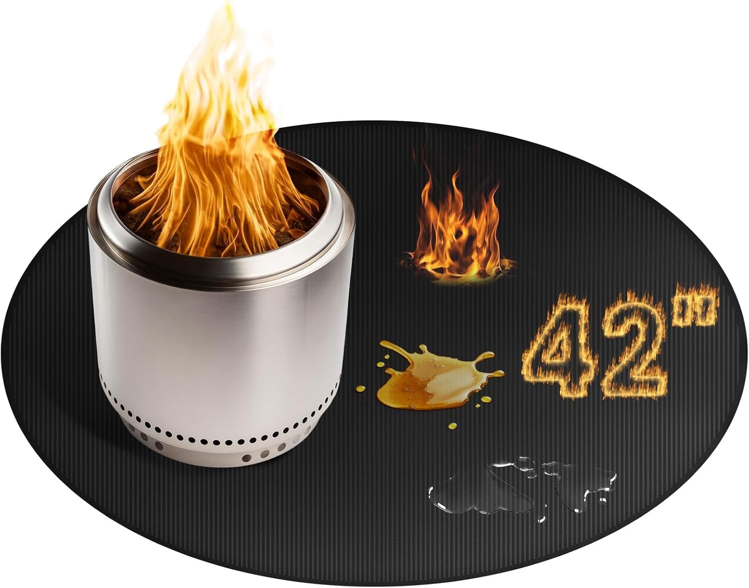 Large 42” Fire Pit Mat for Solo Stove Bonfire | Double-Sided Fireproof | Waterproof | Oil-Proof | Easy to Clean | Bonfire Accessories | Round BBQ Mat for Solo Stove Accessories Deck Patio Lawn