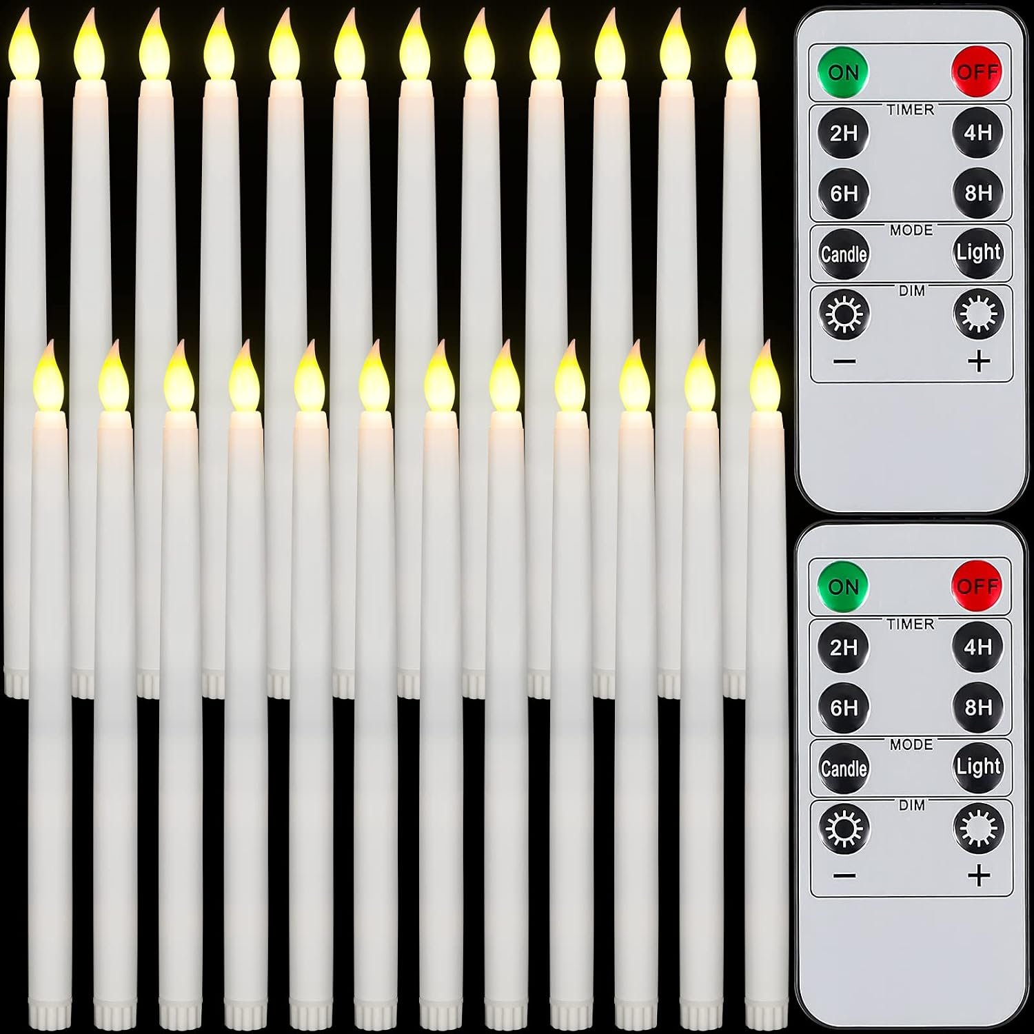 Tuanse 24 Pack Flameless Taper Candles with Remote & Timer, 11″ Flickering 3D LED Battery Operated Window Candlesticks, Dimmable for Wedding Table Centerpieces Home Valentine’s Decor(Ivory)
