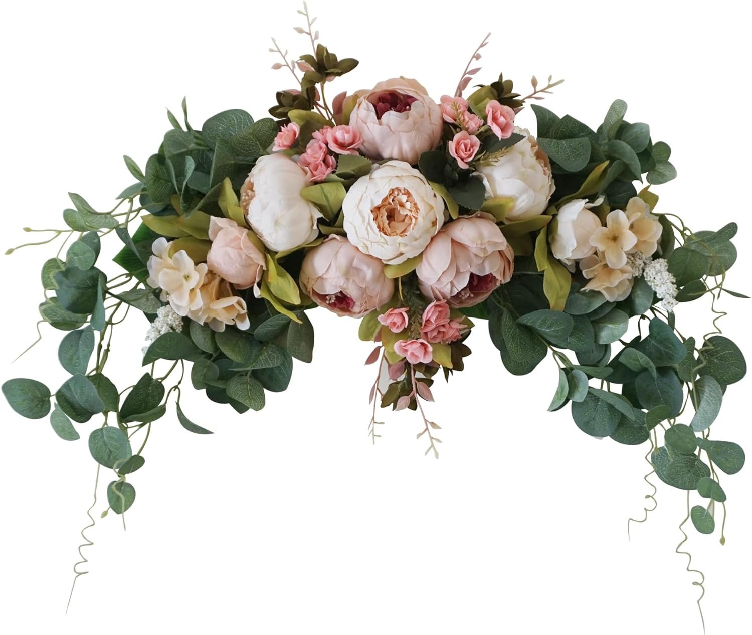 H&S BRIDAL Wedding Arch Flowers, 30 Inch Rustic Artificial Floral Swag for Door Lintel, Green Leaves Rose Peony Sunflowers Table Centerpieces Home Decoration
