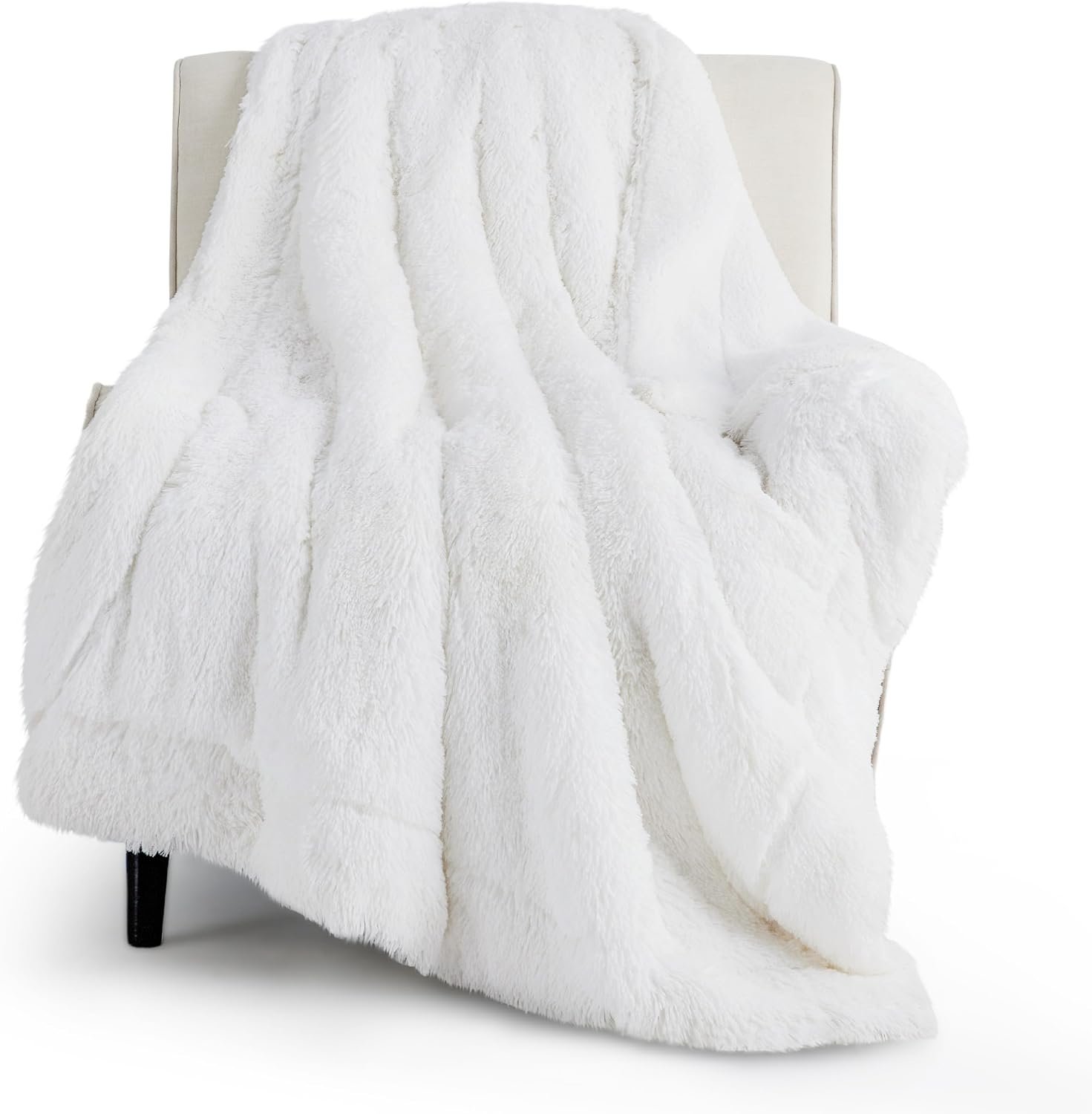 Bedsure GentleSoft Fluffy White Throw Blanket, White Decor Fuzzy Gifts for Women, Soft Cozy Furry Sherpa Fleece Plush Thick Warm Shaggy Faux Fur Throw Blanket for Couch, Bed, Camping, Travel, 50×60