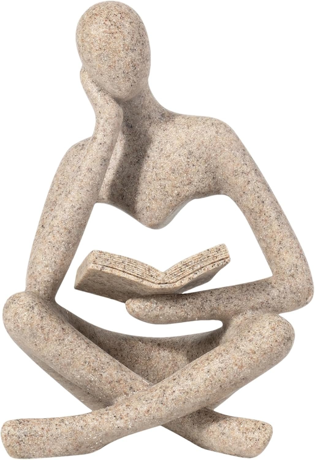 Bookshelf Decor, Coffee Table Decor, Library Decor Sculptures – Abstract Thinker Statue, Resin Modern Art Sculptures for Living Room, Office Desk,Home Decor (Beige)