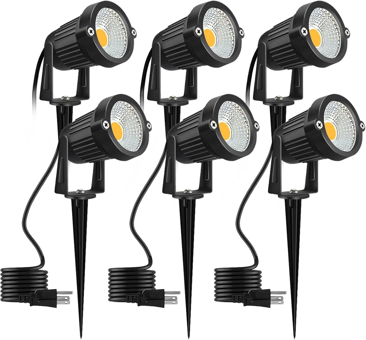 Romwish LED Landscape Spotlight 5W, Outdoor Landscape Lighting 120V Plug-in, 550LM Waterproof LED Landscape Lights, Landscape Spot Lights for Yard, Garden, Tree, Driveway, 3000K Warm White (6 Pack)