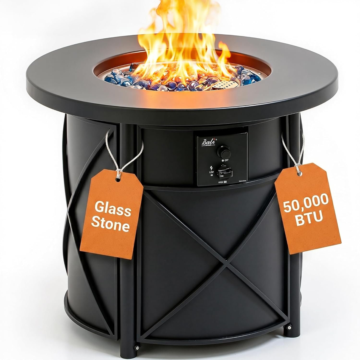 BALI OUTDOORS 50000 BTU Propane Fire Pit for Outdoor, 30 in Fire Pit Table Outdoor, Round Firepits for Outside Backyard, Patio