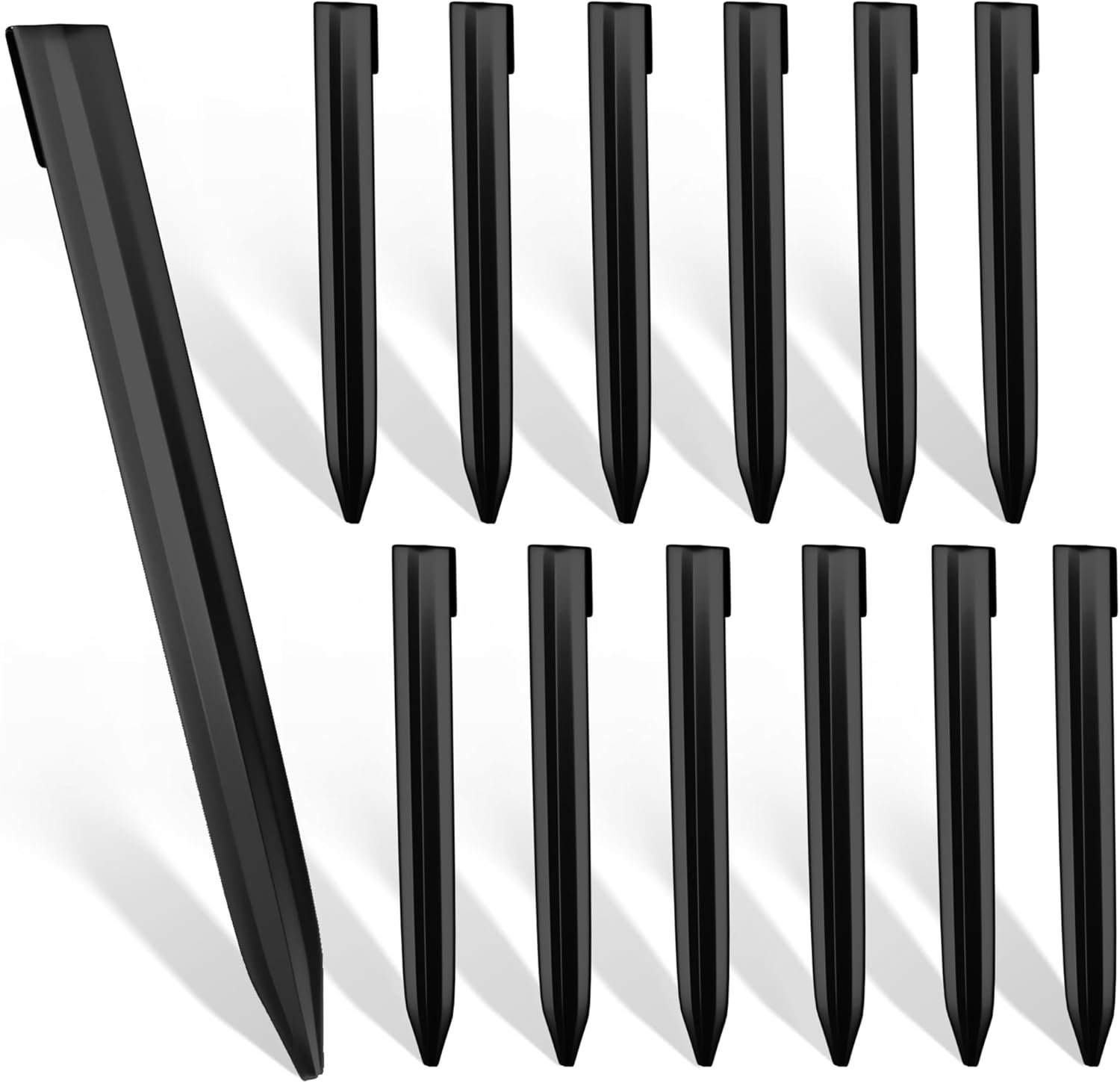 Worth Landscape Edging Stakes, 13Pcs 12Inch Corrugated Metal Garden Stakes Galvanized Steel Bender Board Anchoring Spikes, Black