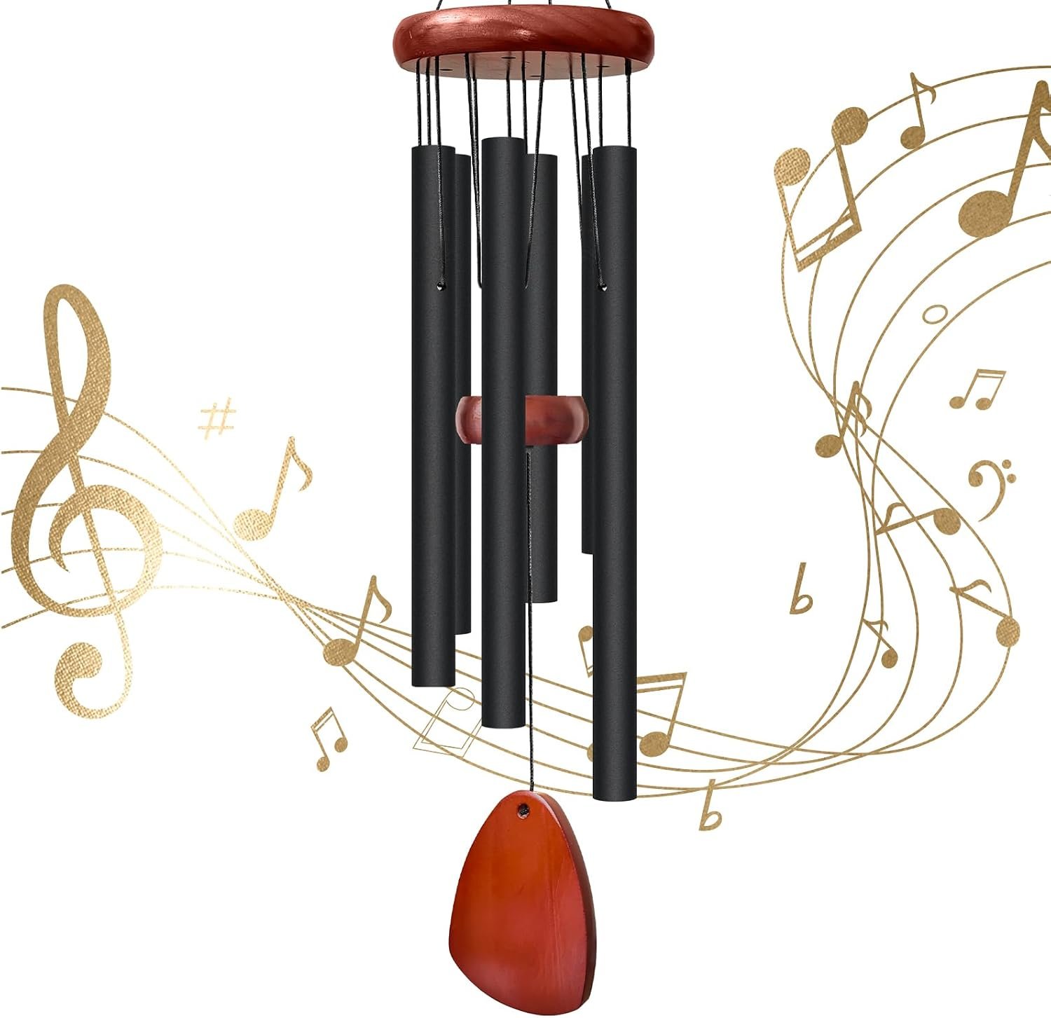 28″ Wind Chimes for Outside. Deep Tone Lovely Wind Chimes with 6 Aluminum Tubes Courtyard Decoration. Windchimes Outdoor Create an Enjoyable Atmosphere & Give Mom a Gift