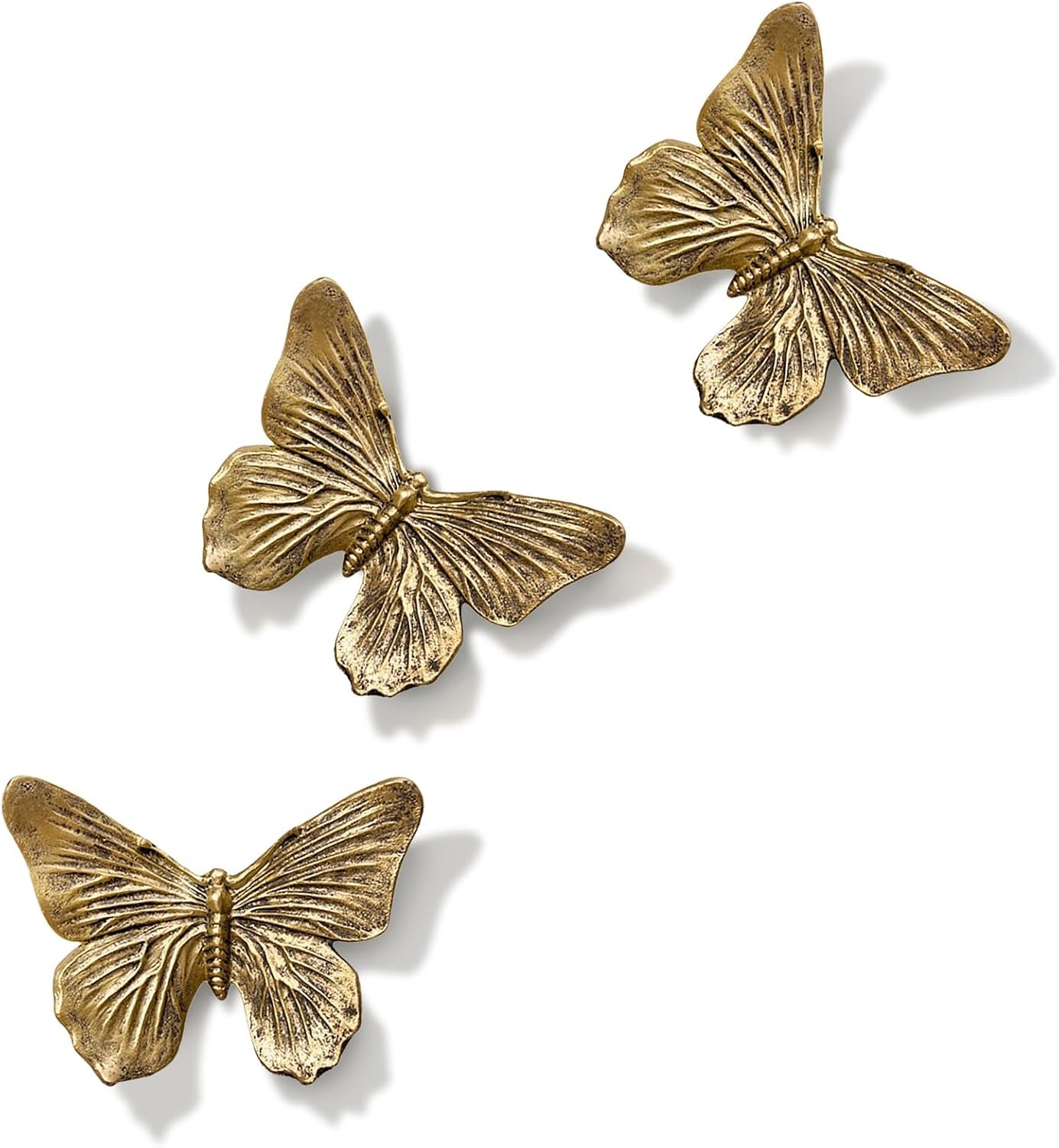 GUSFREUD 3D Butterfly Wall Decor Set – Resin Wall Decor for Living Room, Bedroom, Bathroom, Dining Room, Outdoor and Gallery Walls – Antique Copper – Set of 3