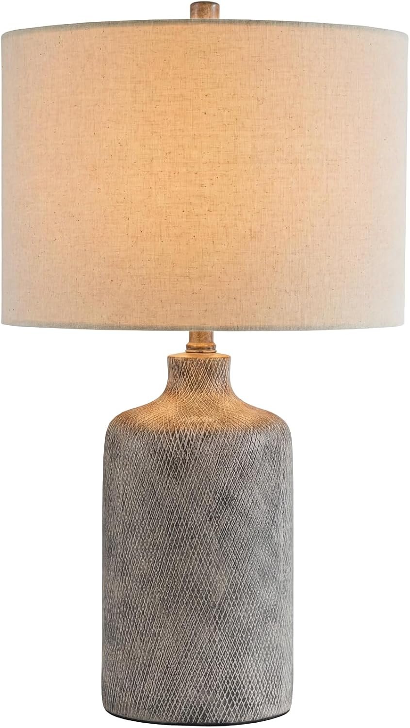 Signature Design by Ashley Linus Modern 25″ Ceramic Table Lamp, Natural Stone Finish