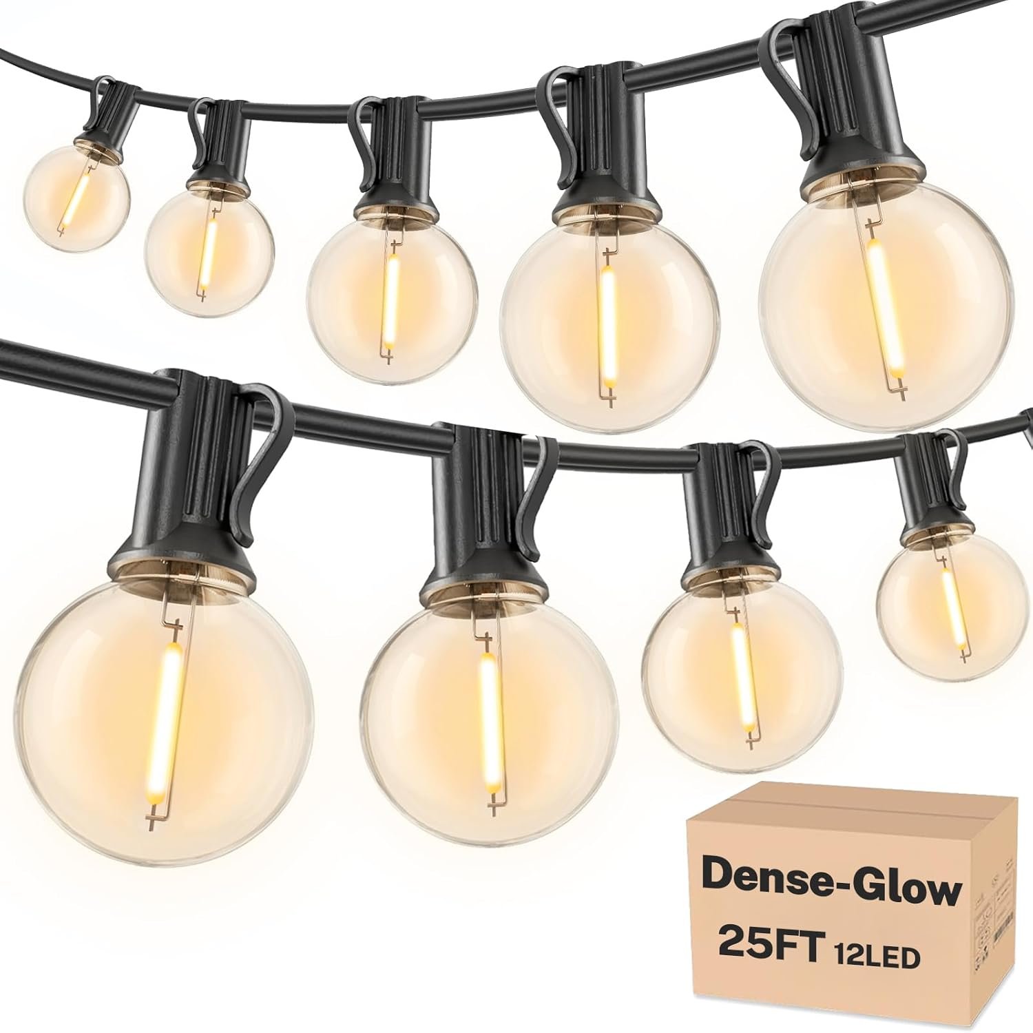 RTTY Outdoor String Lights 25 FT, Patio Light for outside with 13pcs G40 LED Plastic Bulbs, Shatterproof Waterproof Connectable Hanging Globe Lighting for Porch Cafe Bistro Backyard Balcony Deck Party