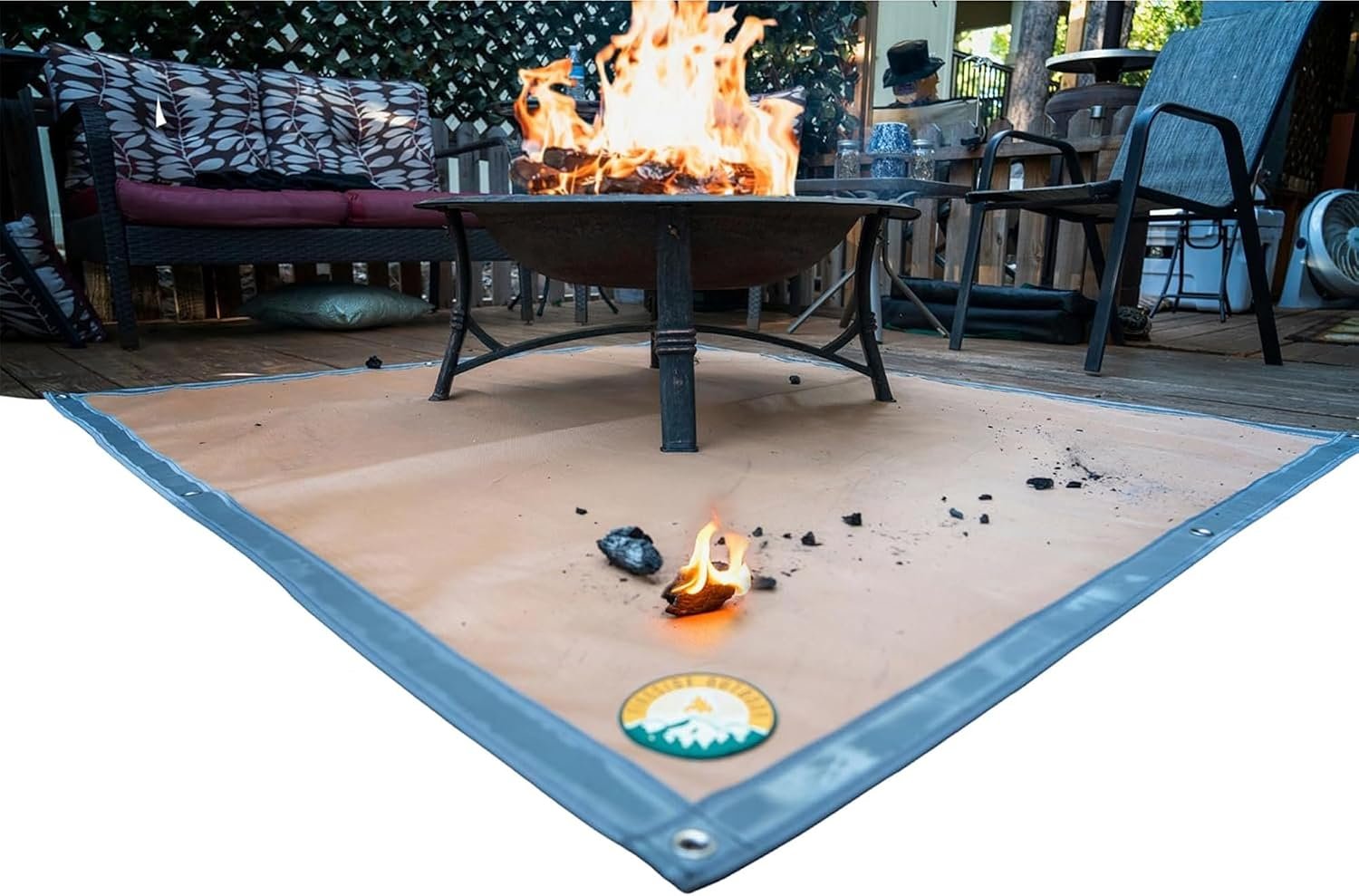 Fireside Outdoor Portable Fire Pit Mat for Under Grills – Under Grill Mats for Outdoor Grill Deck Protector, Solo Fire Pit Accessories, Fireproof Mats, BBQ Pits, Firepit – Ember Mat, 67″x60″