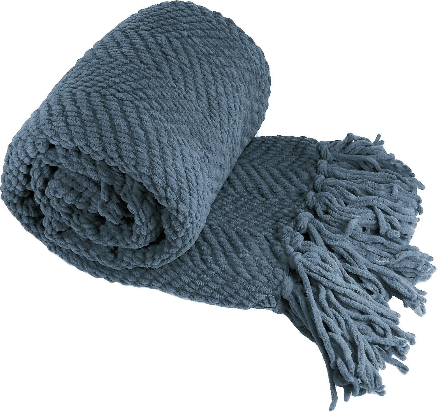 Home Soft Things Throw Blanket Knitted Tweed Throw 60” x 80”, Blue Wing Teal, Super Soft Cozy Warm Comfortable Breathable Throw for Living Room Chair Couch Bed Sofa Bedroom Décor