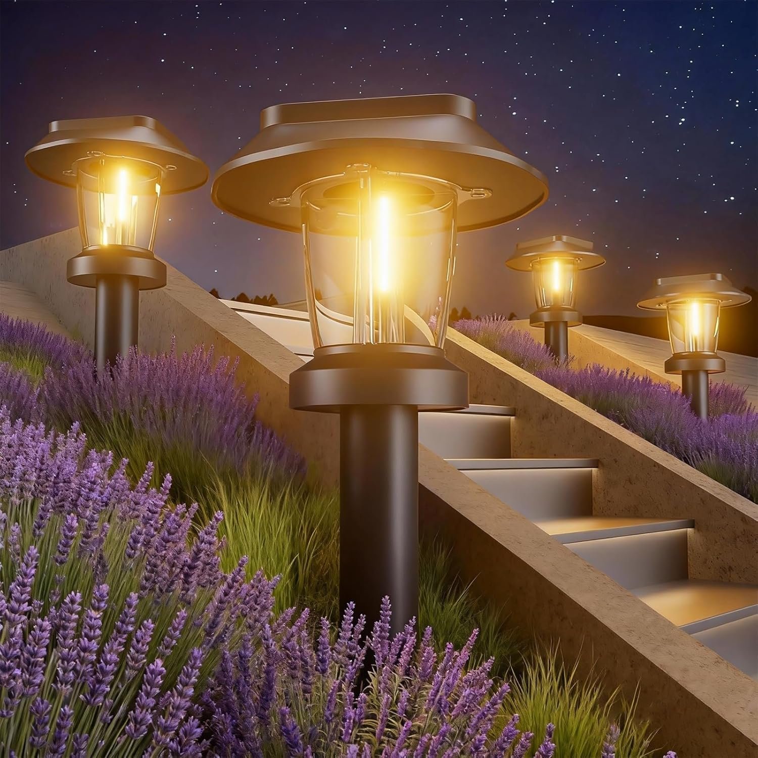 Solar Pathway Lights Outdoor – 8 Pack Solar Powered Garden Lights Waterproof IP65, Decor Landscape Lighting with Three Lighting Modes for Yard, Lawn, Walkway, Driveway, Warm White