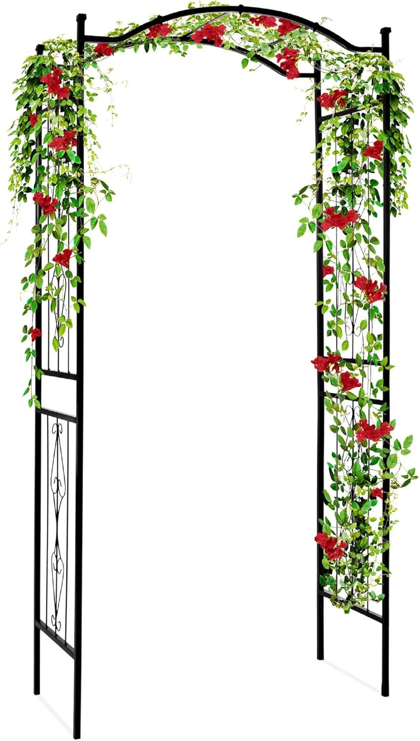Best Choice Products 92in Steel Garden Arch Arbor Trellis for Outdoor, Yard, Garden, Climbing Plants w/Decorative Wire Lattice – Black
