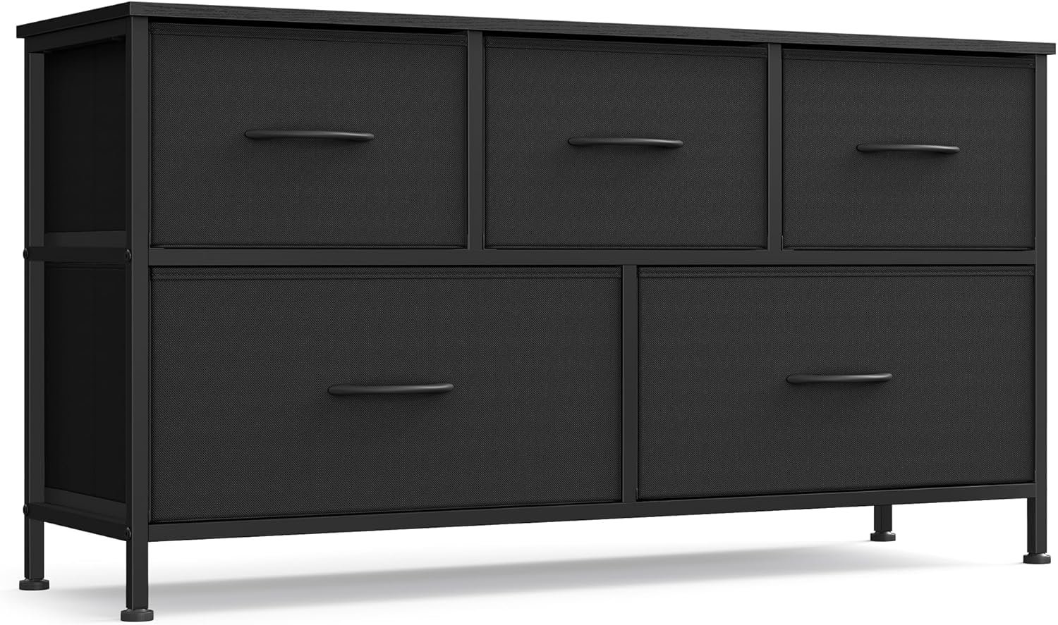 SONGMICS BELLAH Collection – Dresser for Bedroom, Chest of Drawers, Storage Organizer Unit, Closet, Entryway, Steel, 5 Drawers, Modern, Ink Black and Ebony Black ULGS322B01S