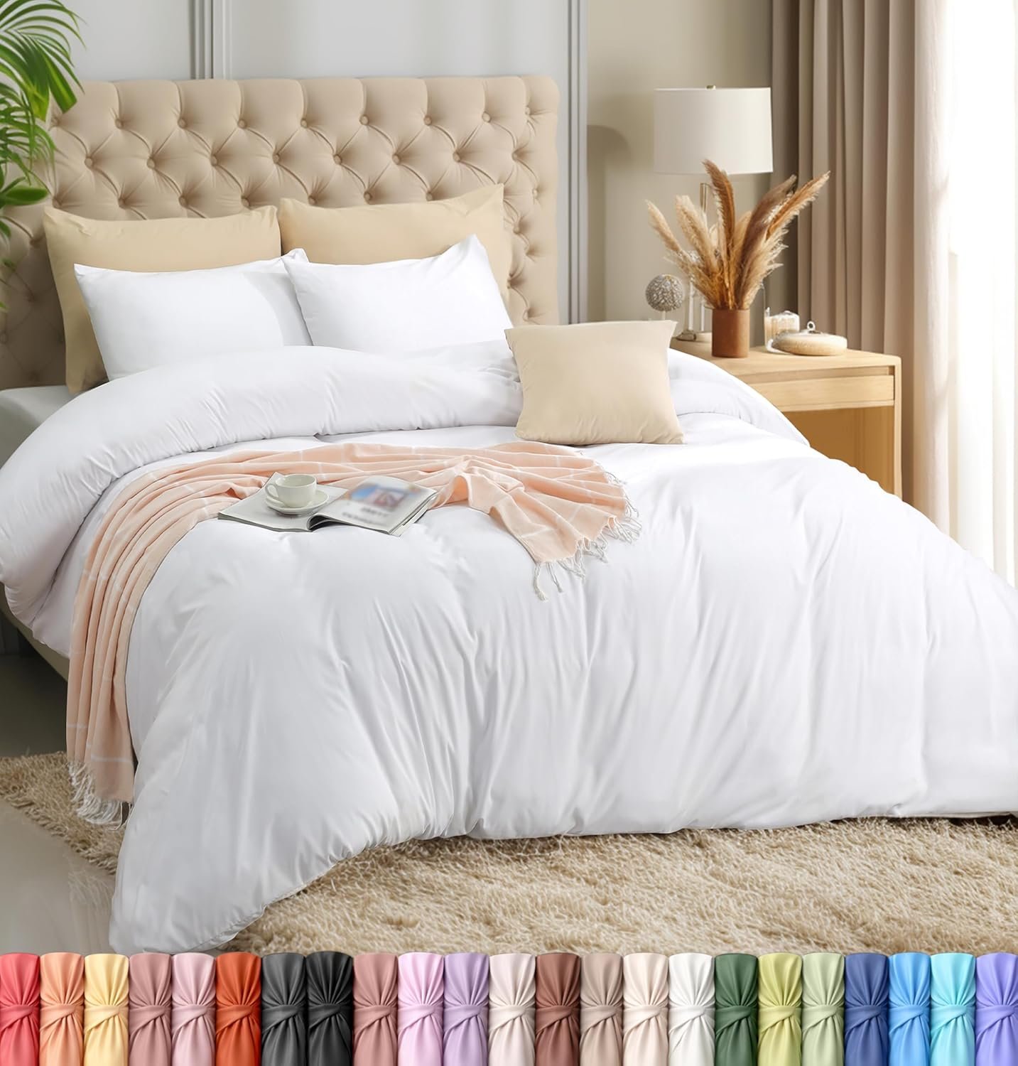 Utopia Bedding Duvet Cover Set with Pillowcases – 3 Pieces Bedding Duvet Cover with Zipper Closure – 1 Duvet Cover with 2 Pillowcases – Soft Brushed Microfiber (Queen, White)