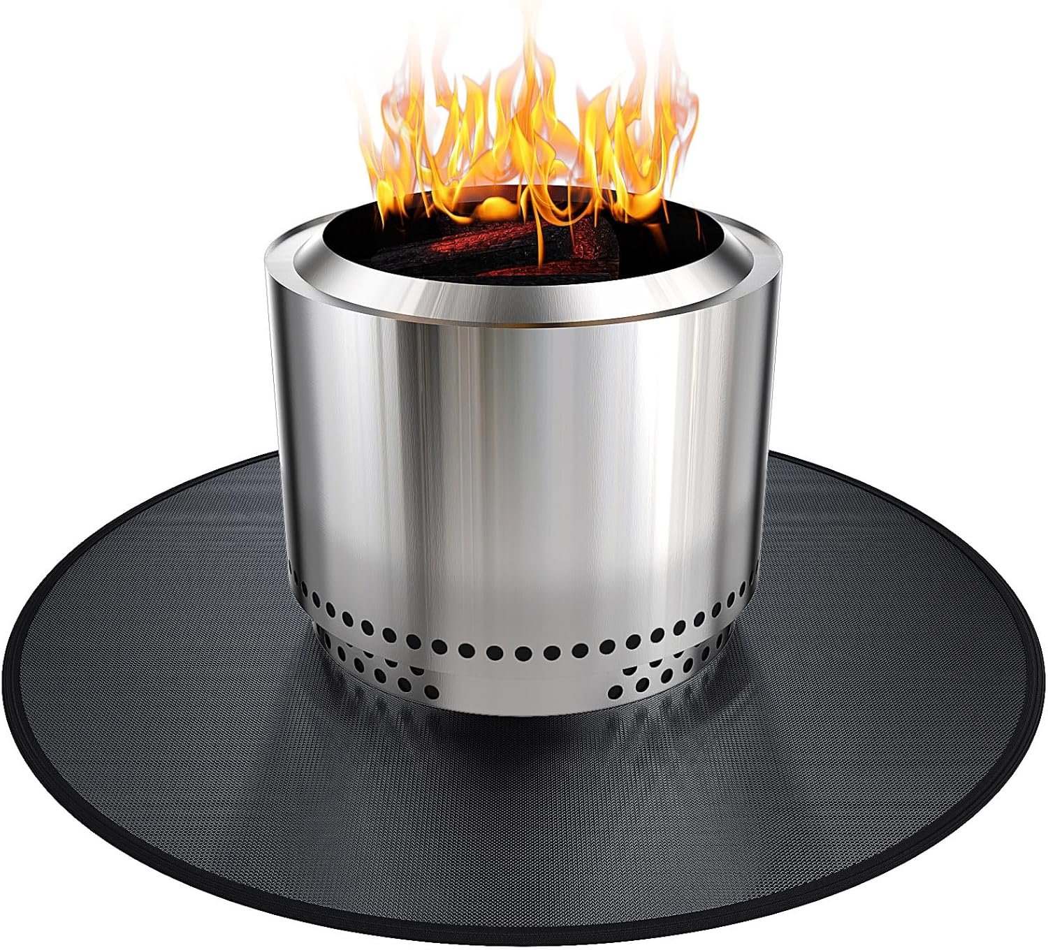 Viesembo 38″ Fireproof Fire Pit Mat for Solo Stove Bonfire, 5-Layer Round Grill Mats for Outdoor Grill Deck Protector, Waterproof Pad for Solo Stove Accessories, BBQ Mat for Patio