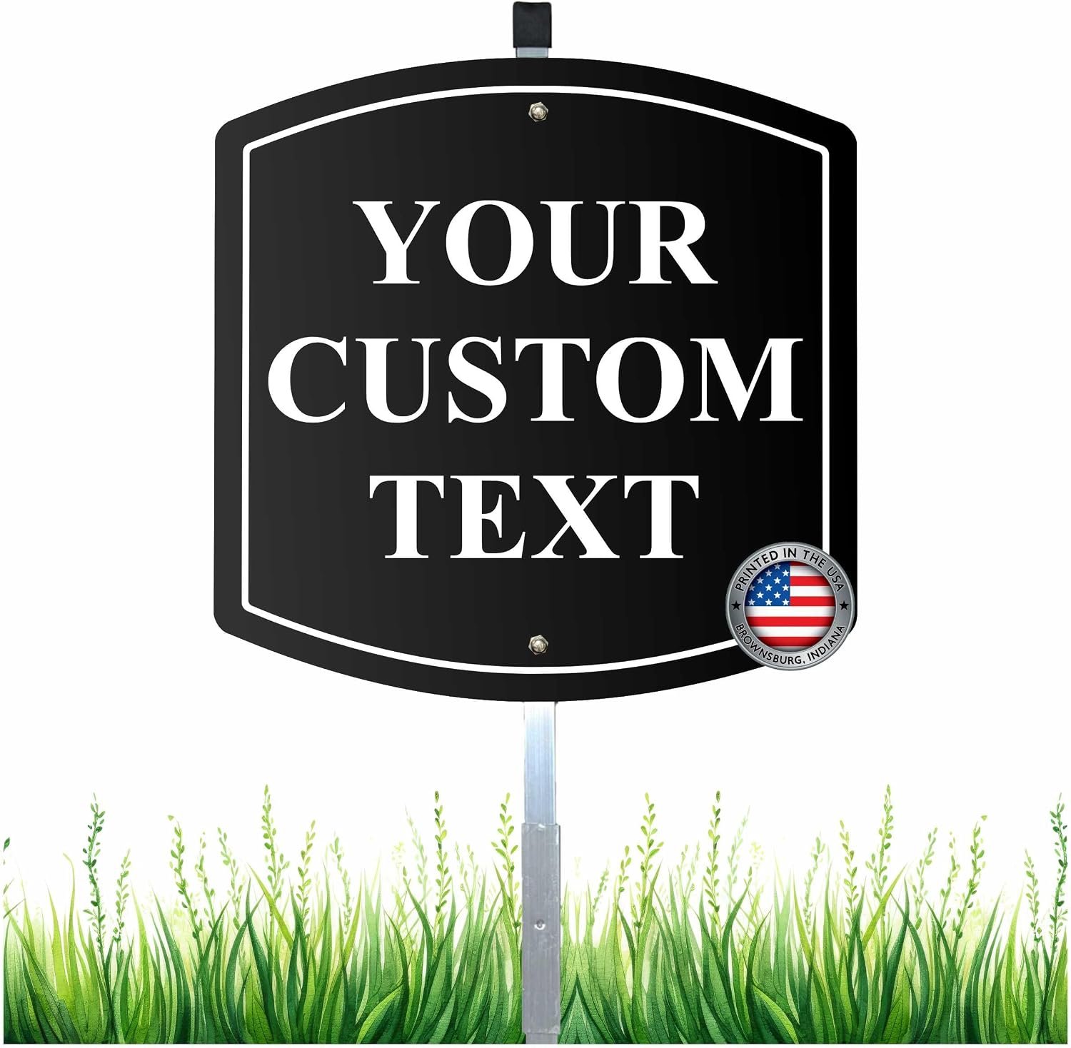 Custom Reflective Aluminum Yard Sign with Stake – Personalized Outdoor Sign with Your Message – Weatherproof Metal Sign with High Visibility for Lawn, Driveway, or Business Use – 28″ Ground Stake Included