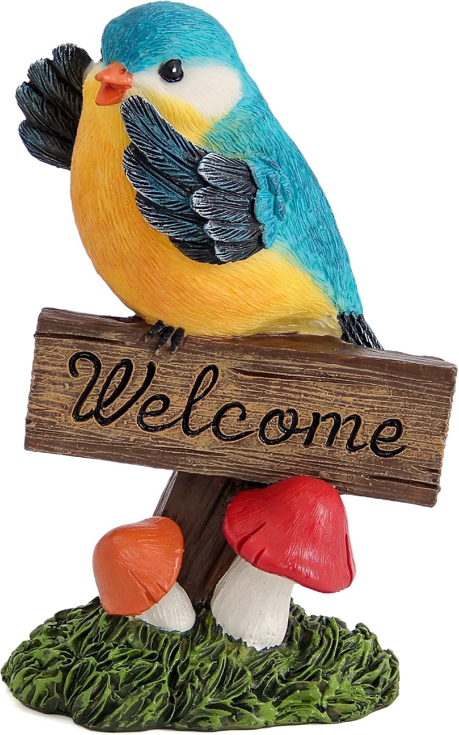 Bird Decor for Garden Statues,Bird Figurines Welcome Sign for Outdoor Decorations,Birds Decorative Outdoor Statue for Garden Patio Yard Lawn Home Shelf Decor,Gardening Gifts for Birds Lovers Women